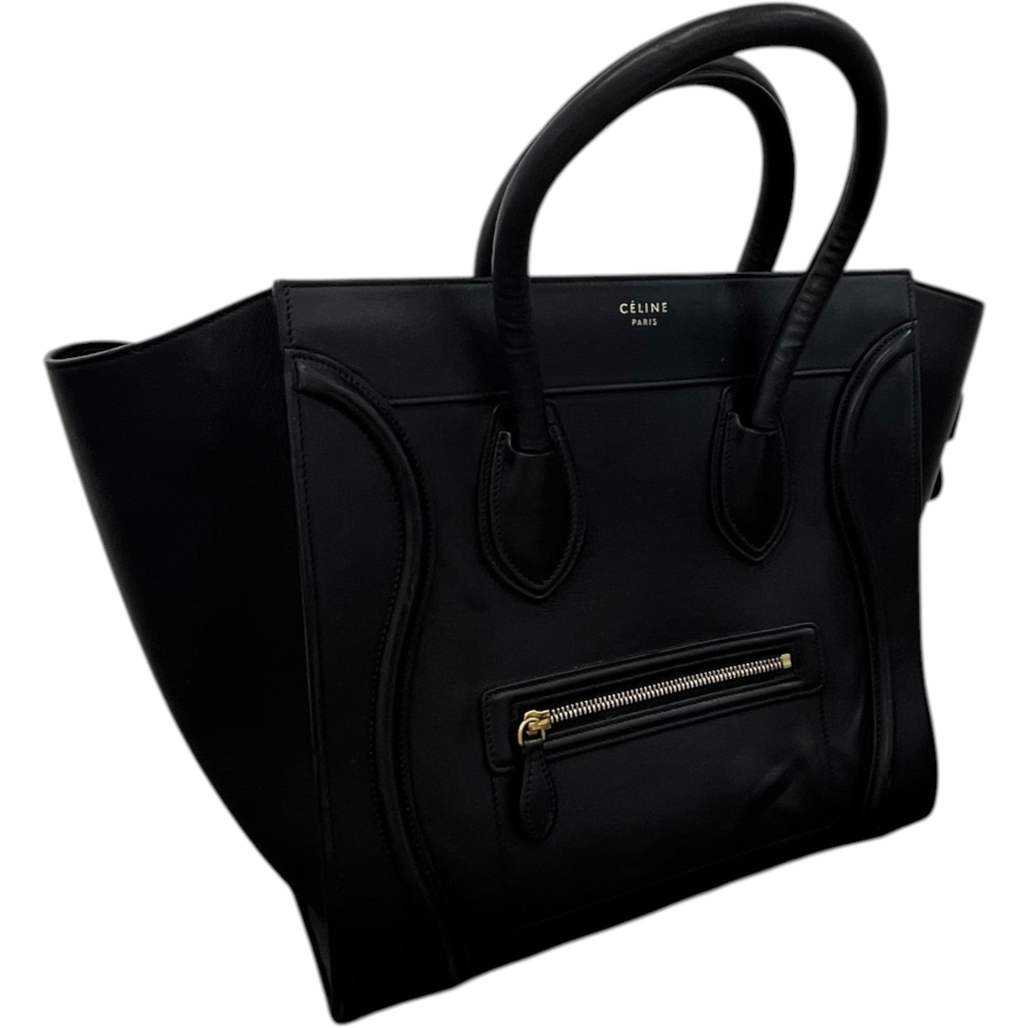Women's Luggage Grained Calfskin Handbag Black