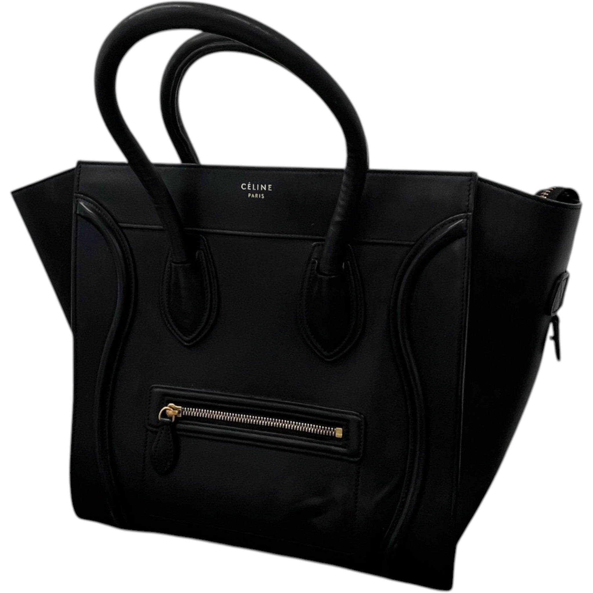 Women's Luggage Grained Calfskin Handbag Black