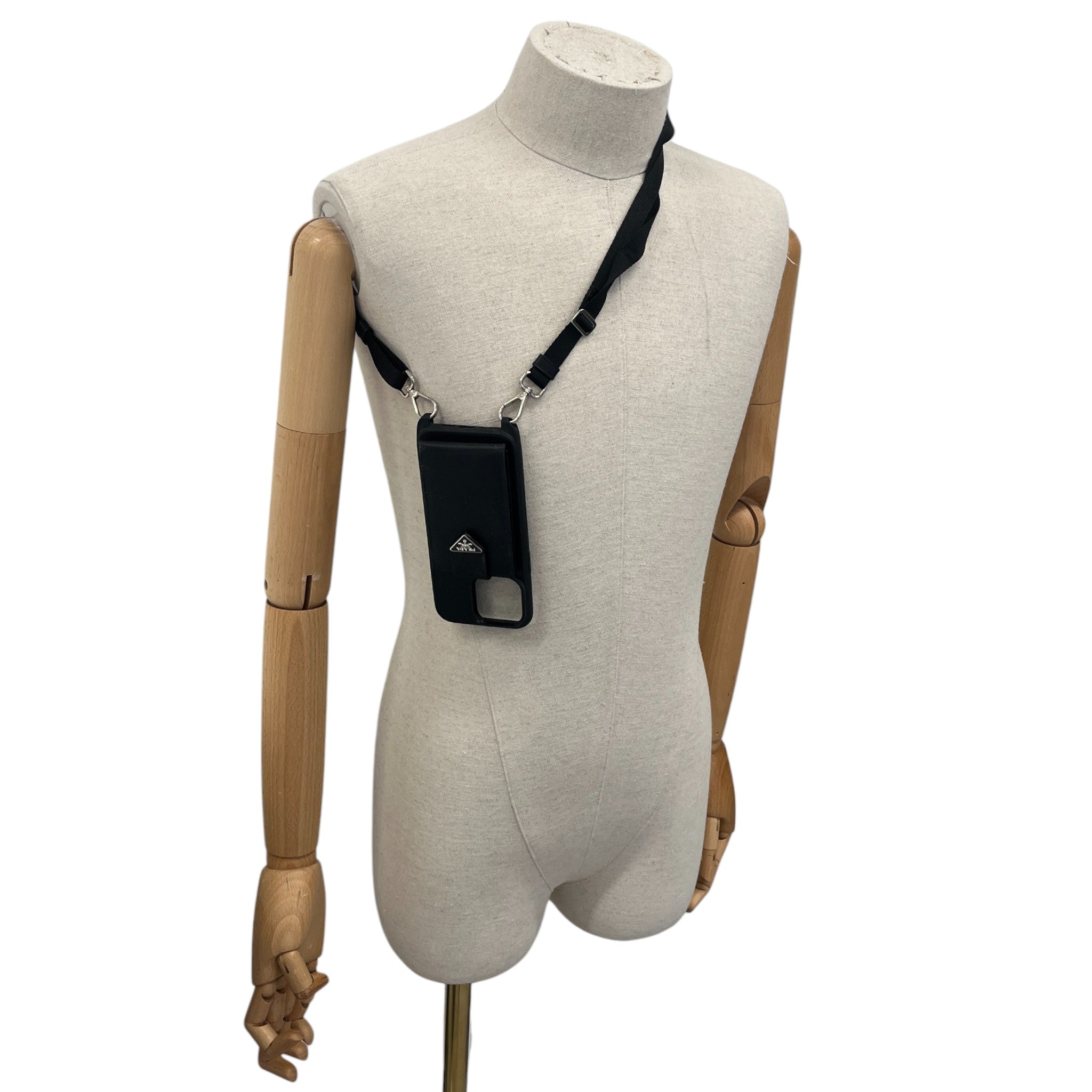 Men's Saffiano Detachable Strap Phone Case Black