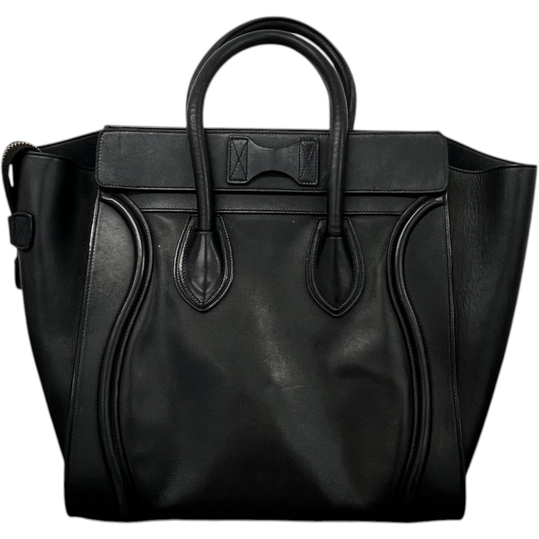 Women's Luggage Grained Calfskin Handbag Black