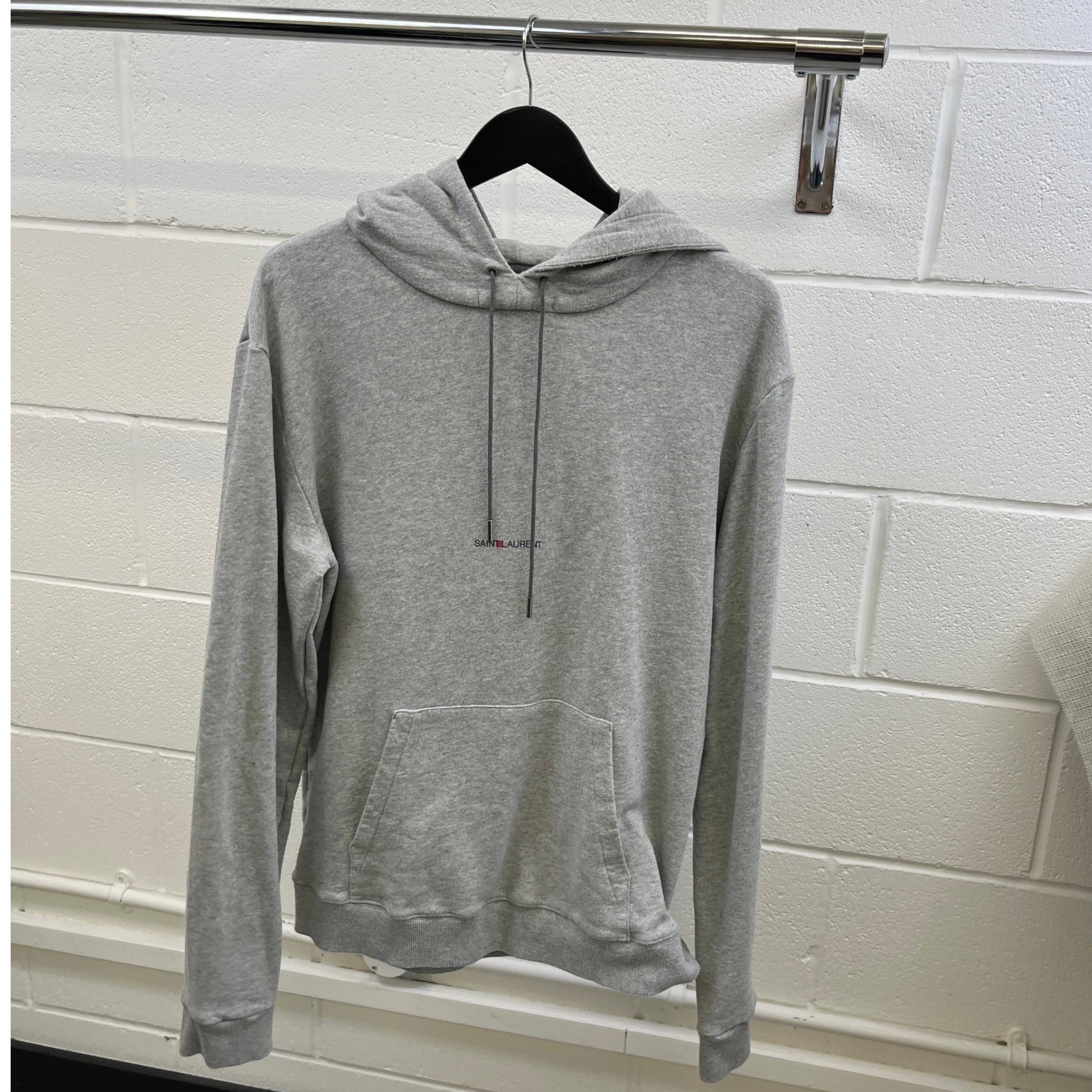 Men's Logo Print Hoodie Grey Size XL