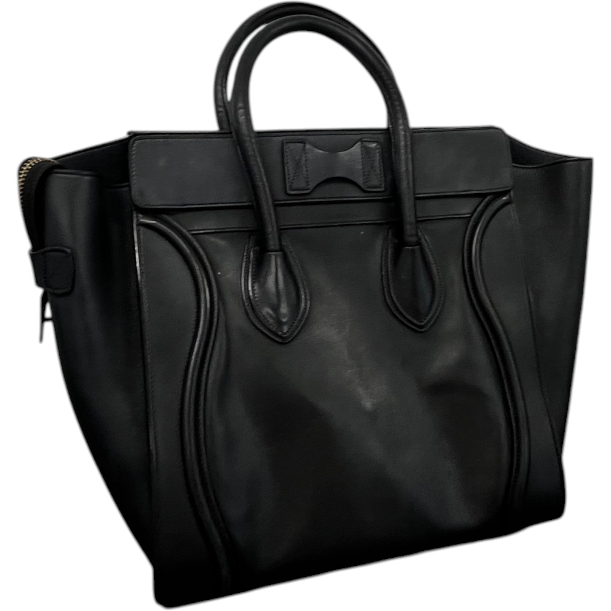 Women's Luggage Grained Calfskin Handbag Black