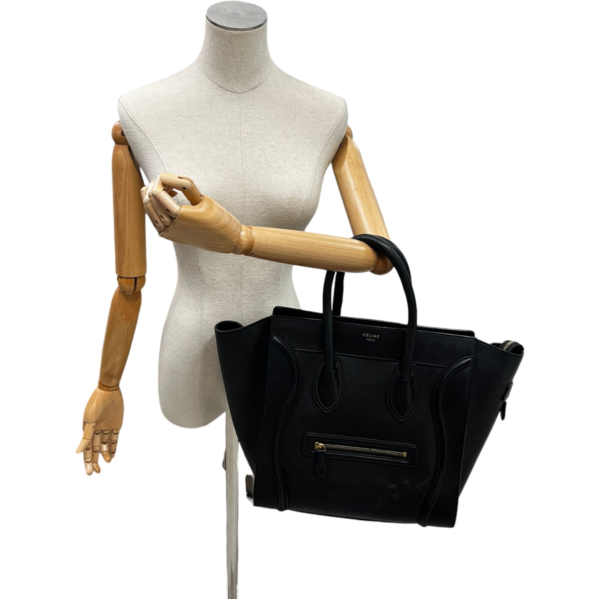 Women's Luggage Grained Calfskin Handbag Black
