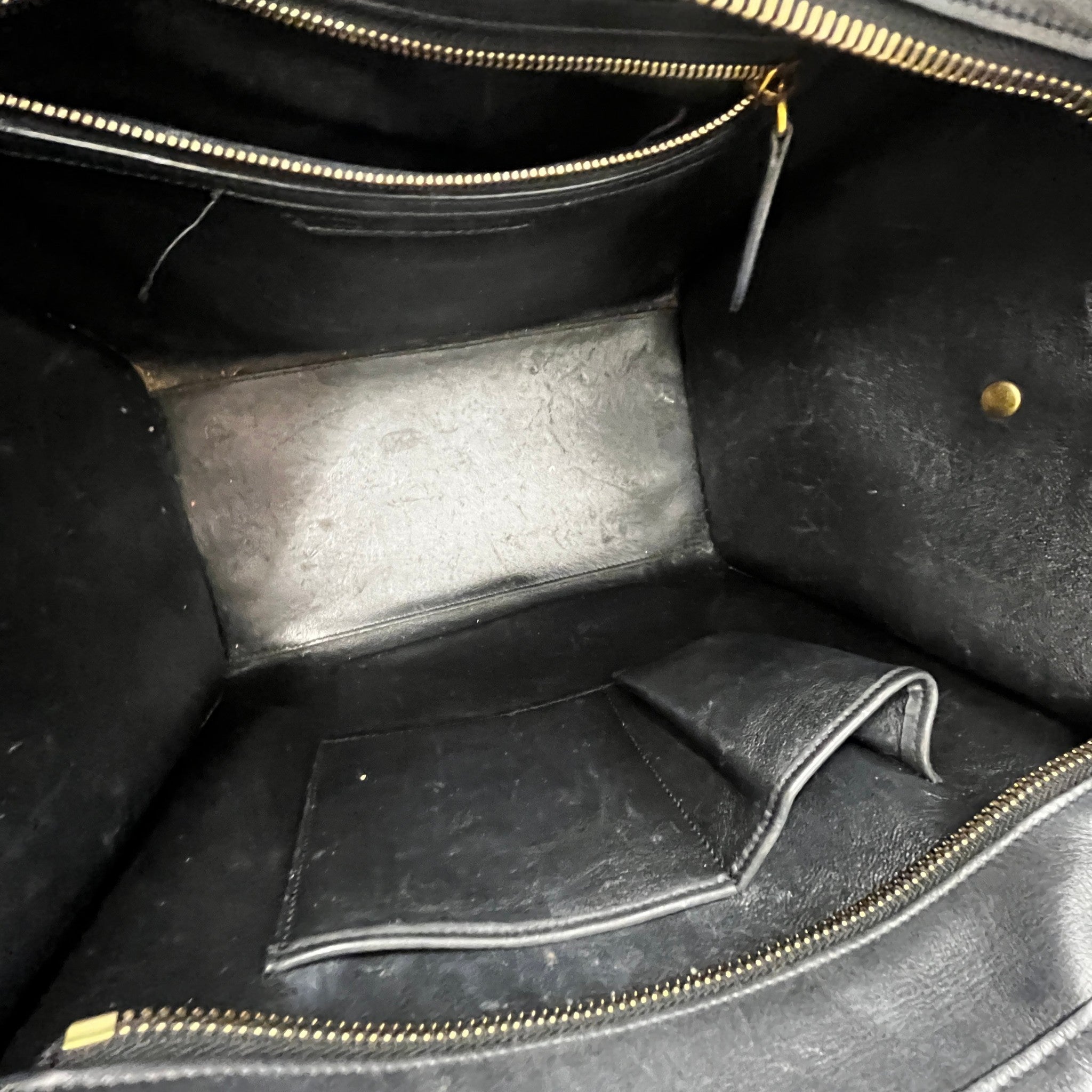 Women's Luggage Grained Calfskin Handbag Black