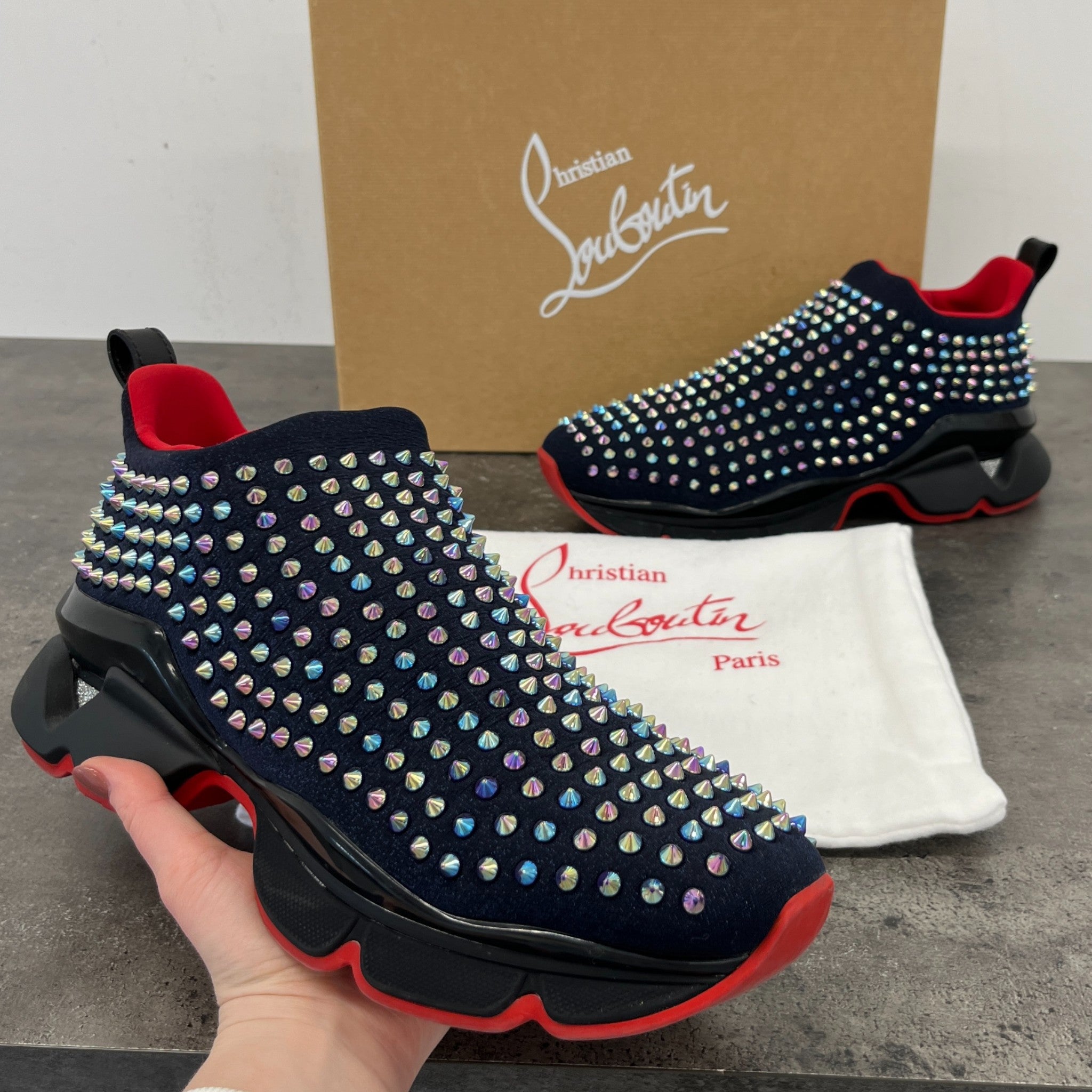 Men's Spike Sock Low Trainers Blue Size EU 44 / UK 10