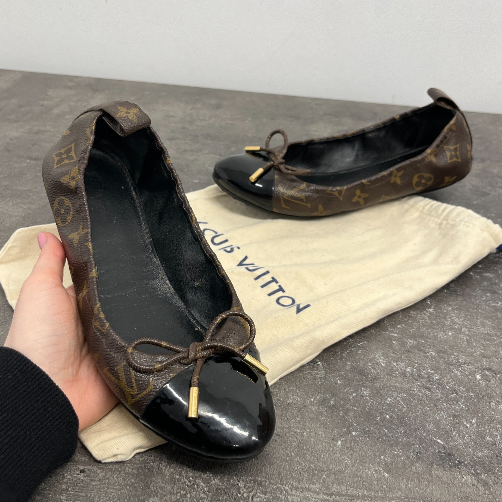 Women's Monogram Flirty Ballerina Mules Brown Size EU 37.5 / UK 4.5