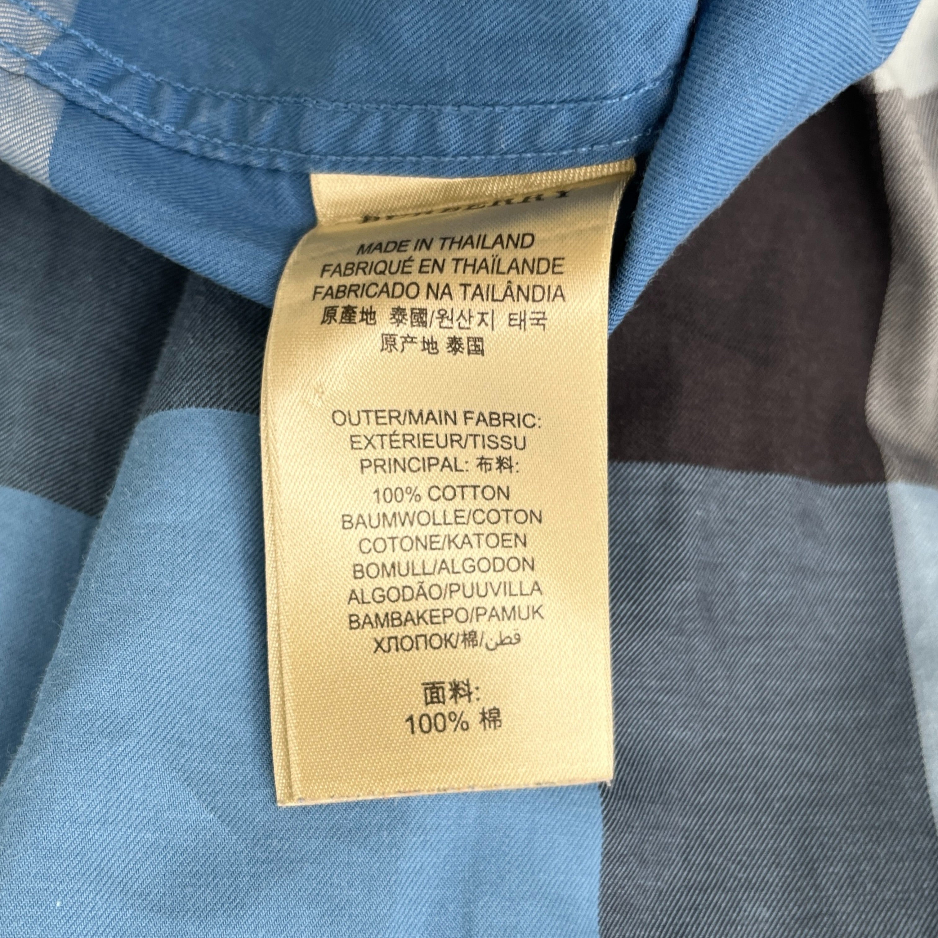 Men's Check Print Short Sleeve Shirt Blue Size XL