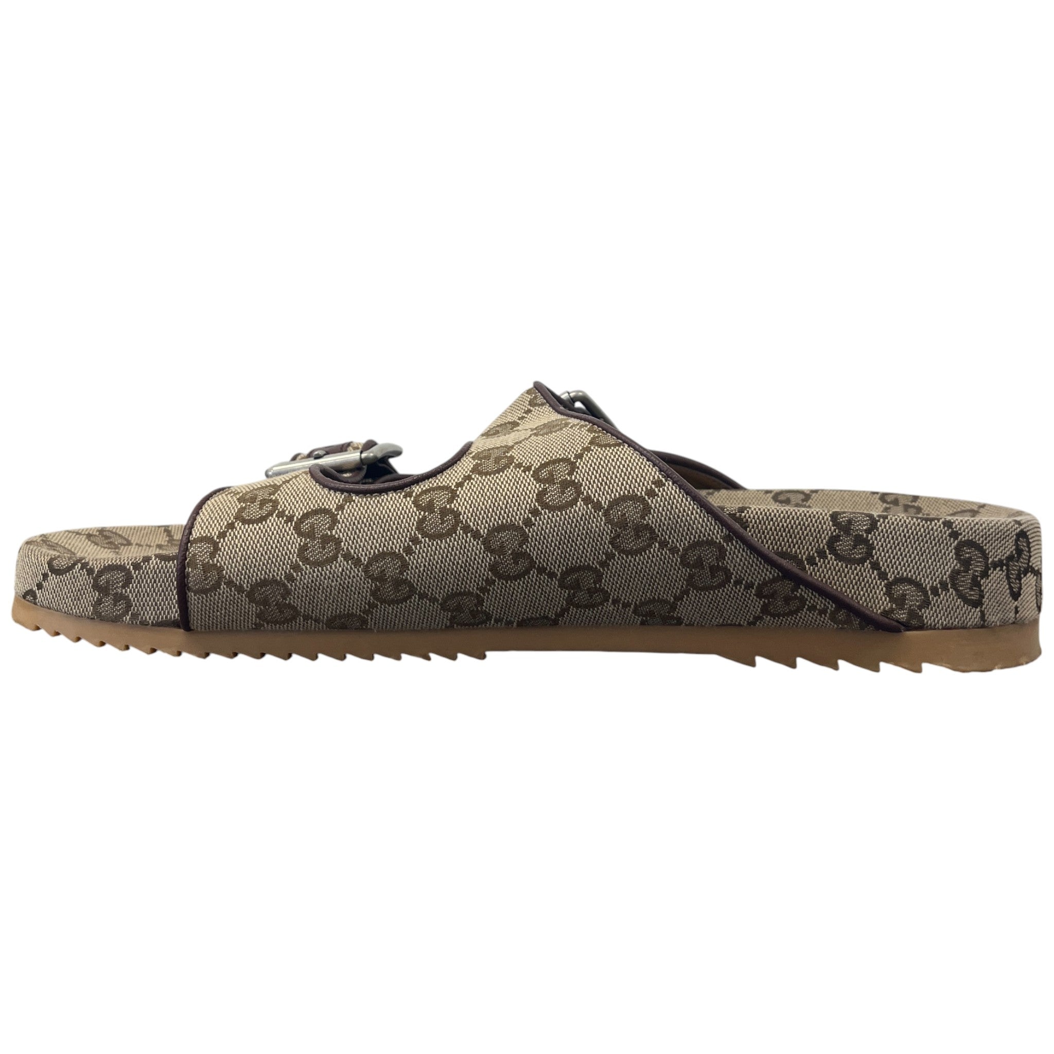 Men's Gg Monogram Buckle Sandals Brown Size EU 44 / UK 10