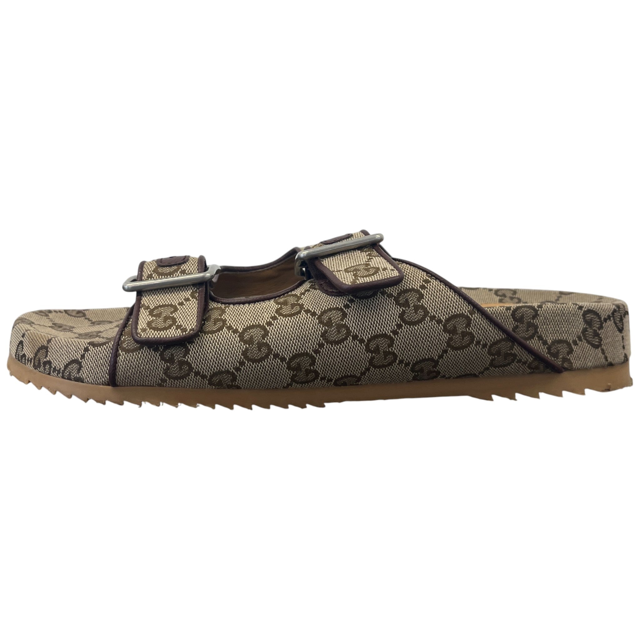 Men's Gg Monogram Buckle Sandals Brown Size EU 44 / UK 10