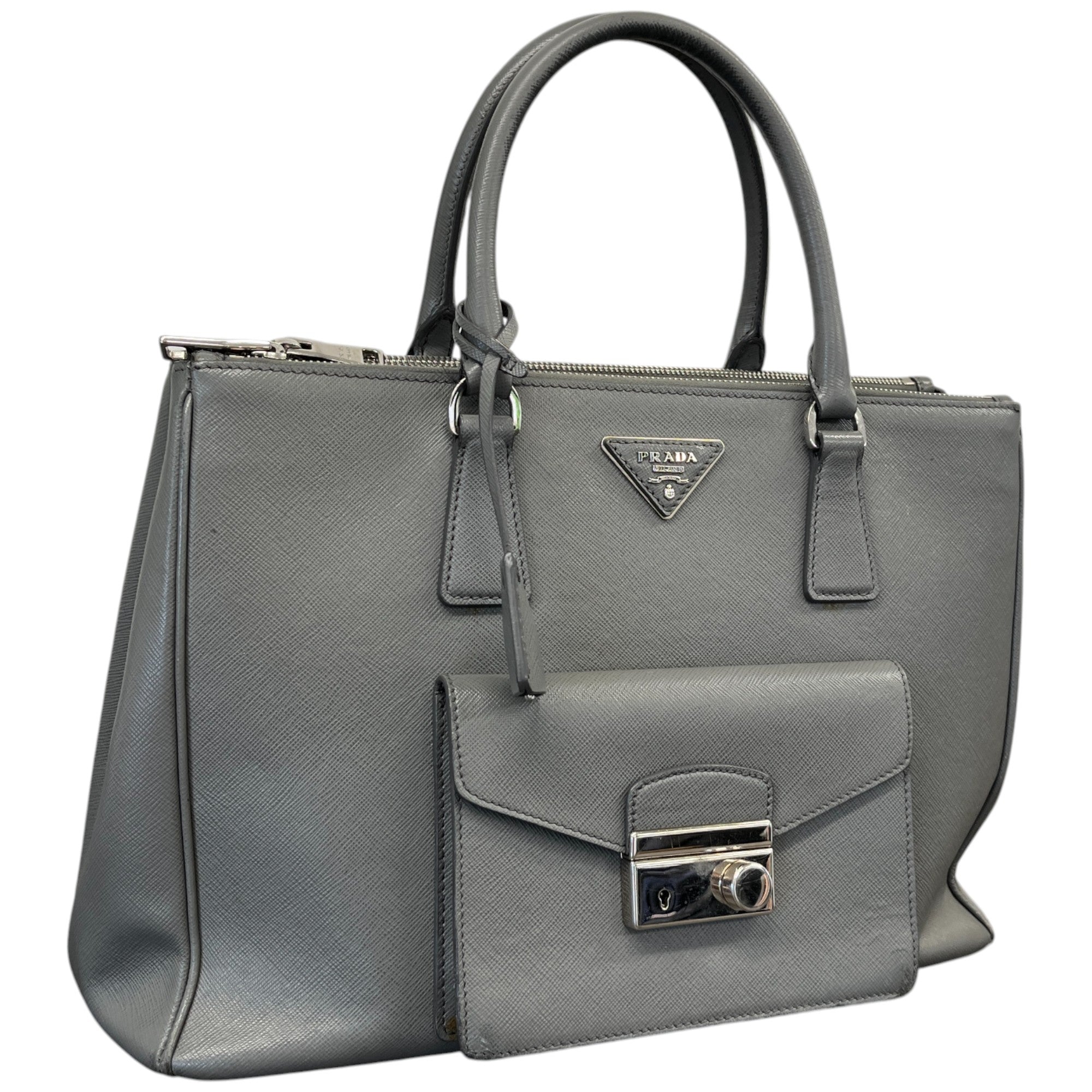 Women's Saffiano Galleria Double Zip Handbag Grey