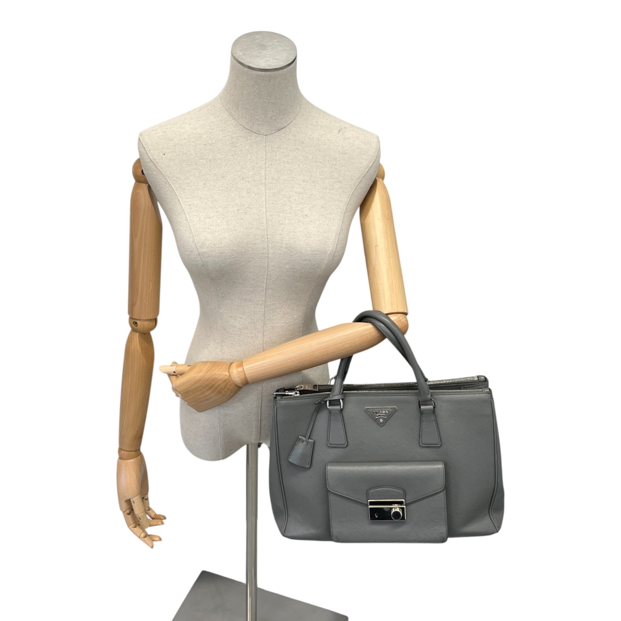 Women's Saffiano Galleria Double Zip Handbag Grey