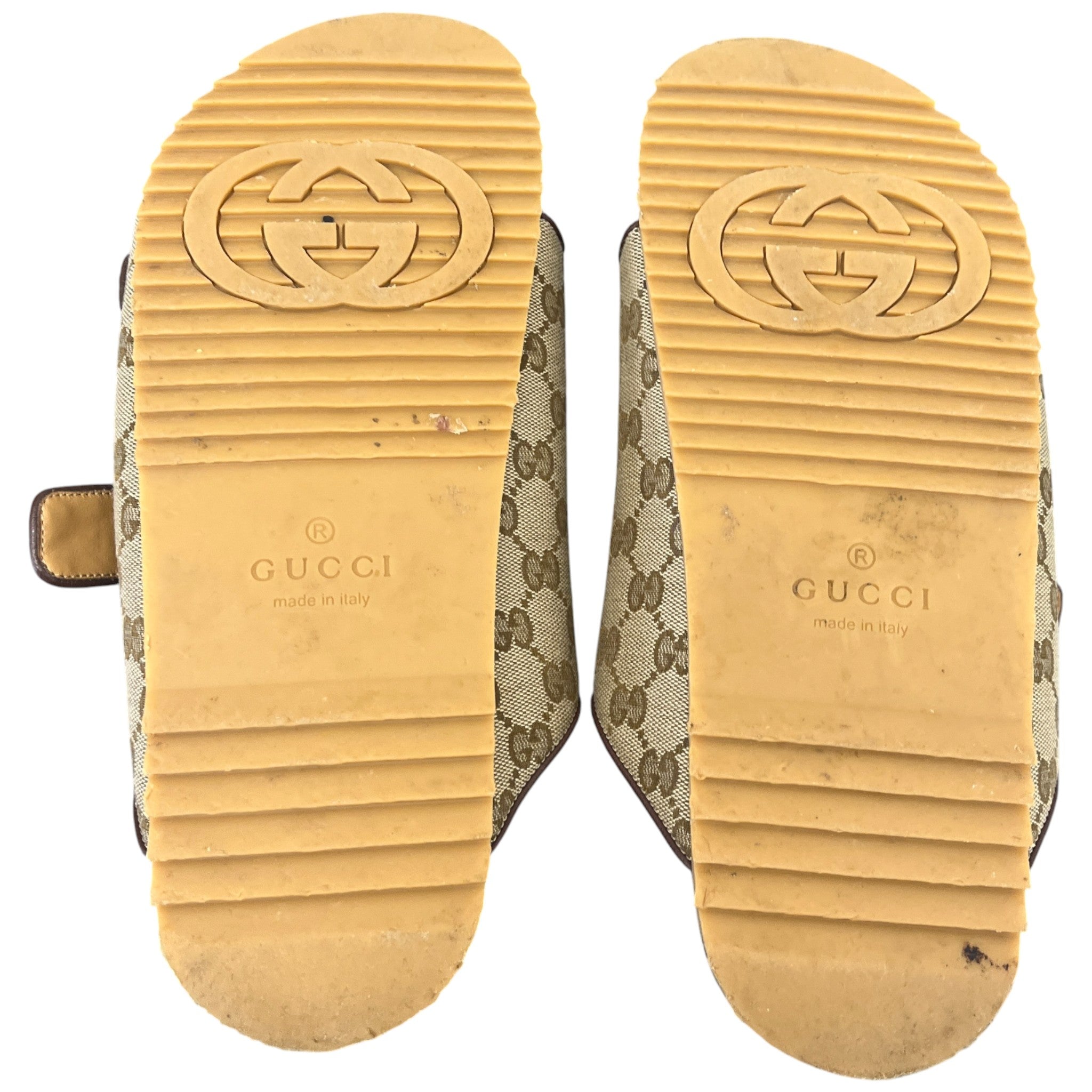 Men's Gg Monogram Buckle Sandals Brown Size EU 44 / UK 10