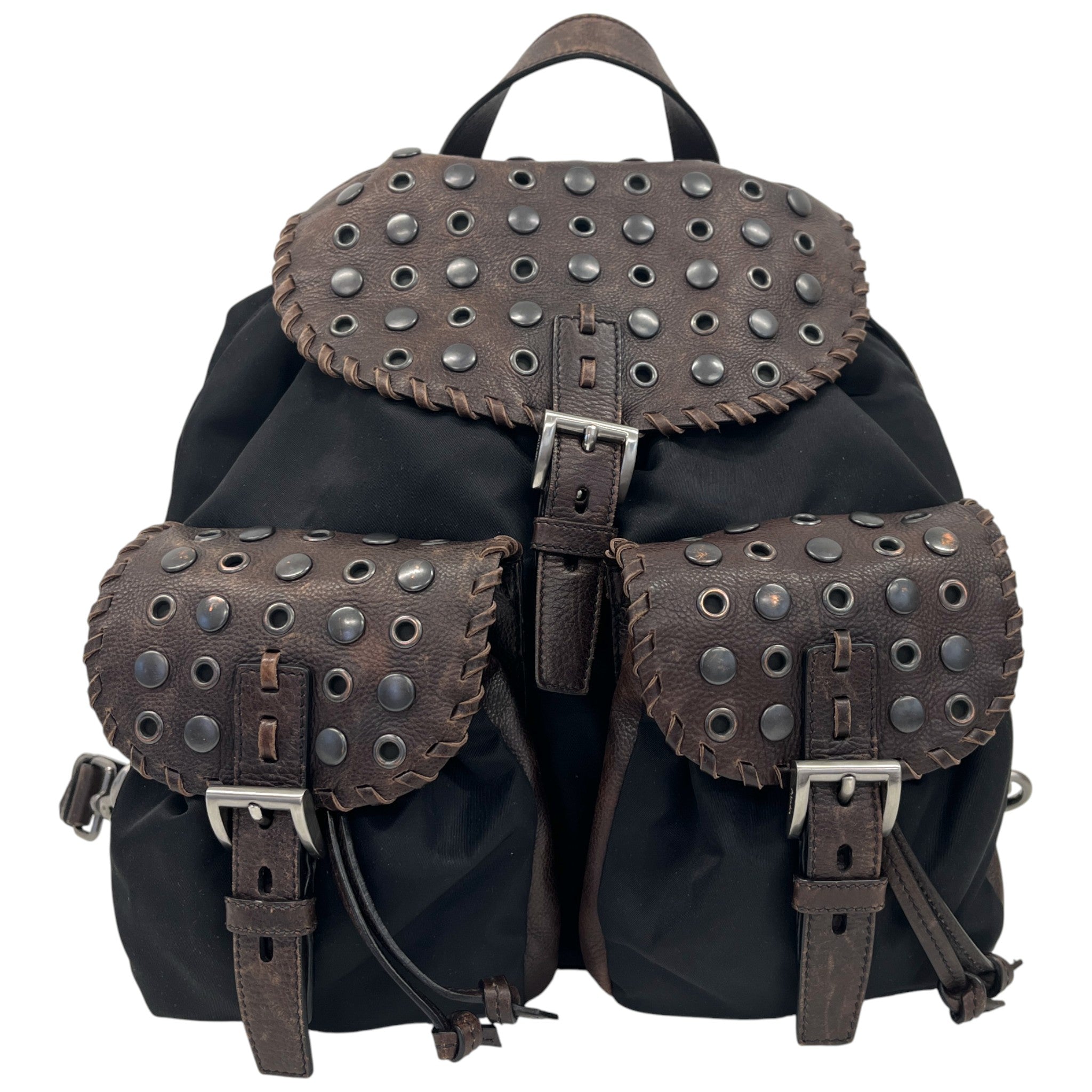 Women's Studded Leather Backpack Black