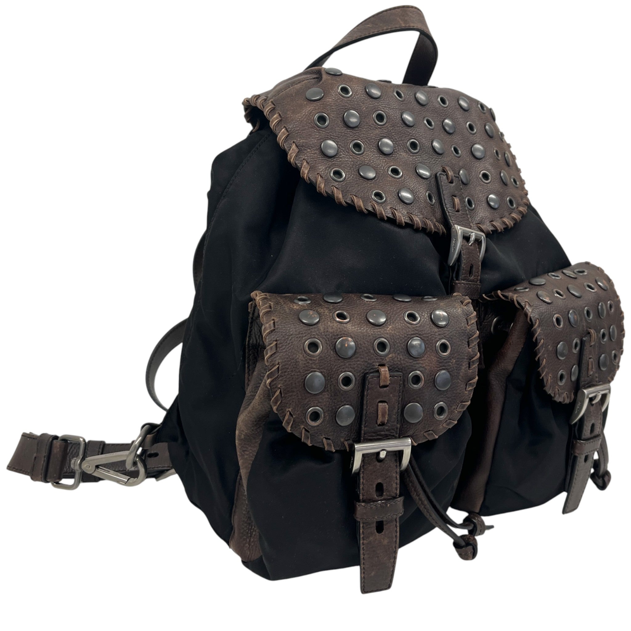 Women's Studded Leather Backpack Black