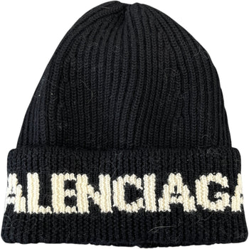 Embroidered Logo Beanie Hat Black