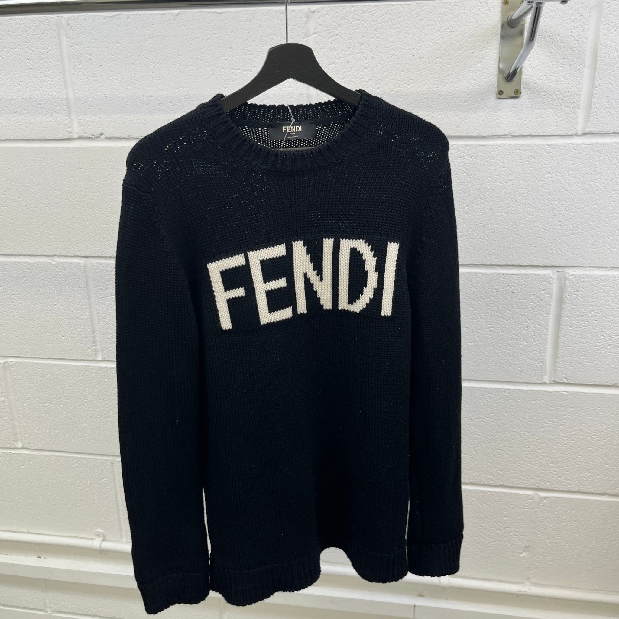 Men's Knitted Embroidered Logo Sweatshirt Black Size IT 46 / UK S