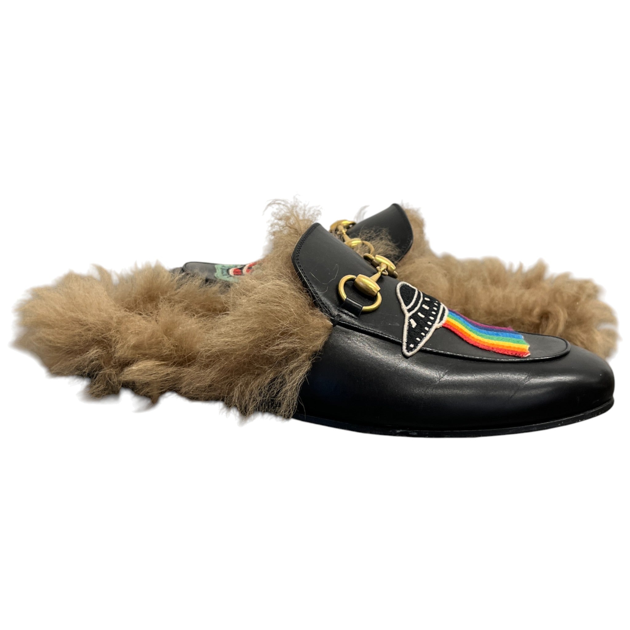 Men's Princetown Fur Loafers Black Size EU 41.5 / UK 7.5