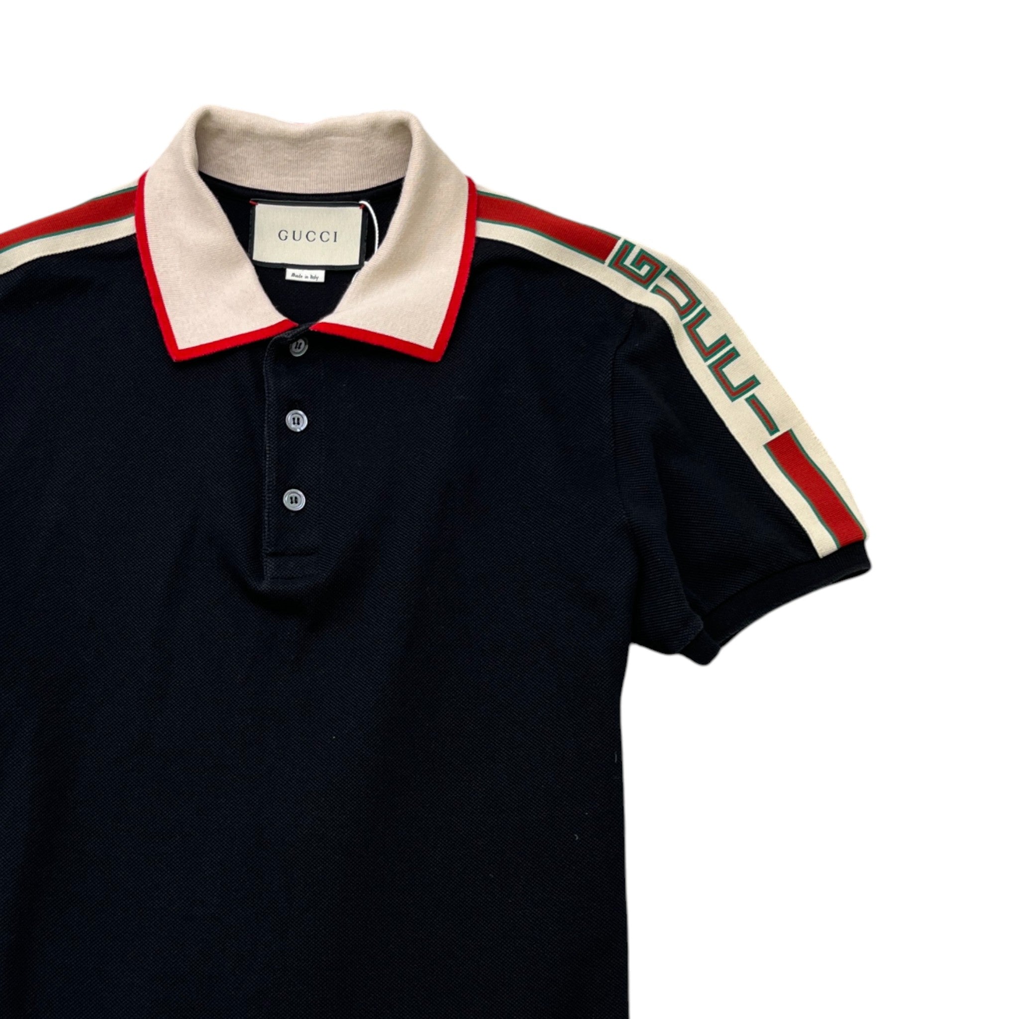 Men's Tape Logo Polo Shirt Black Size M