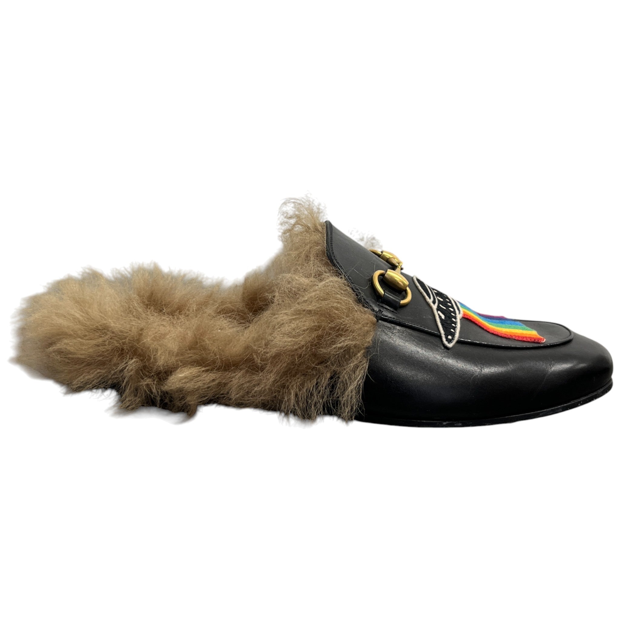 Men's Princetown Fur Loafers Black Size EU 41.5 / UK 7.5