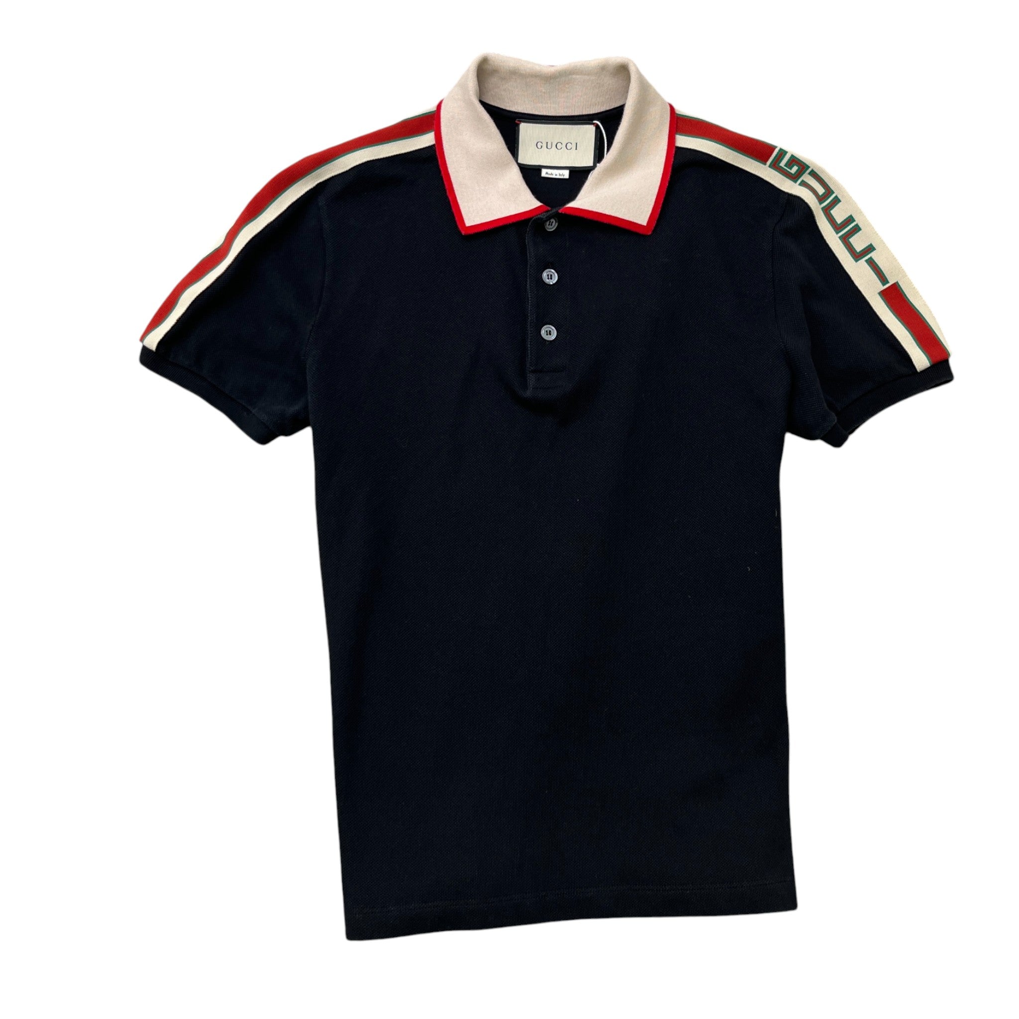 Men's Tape Logo Polo Shirt Black Size M