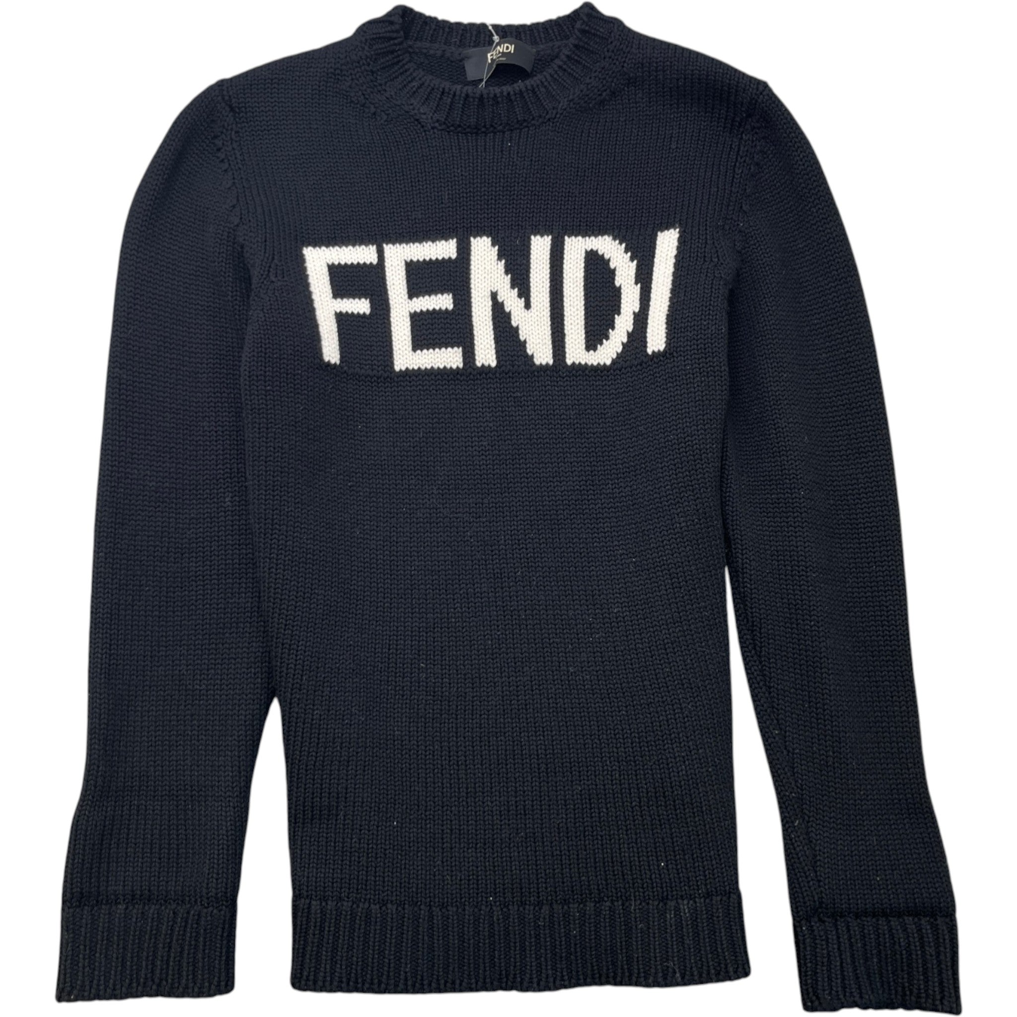 Men's Knitted Embroidered Logo Sweatshirt Black Size IT 46 / UK S