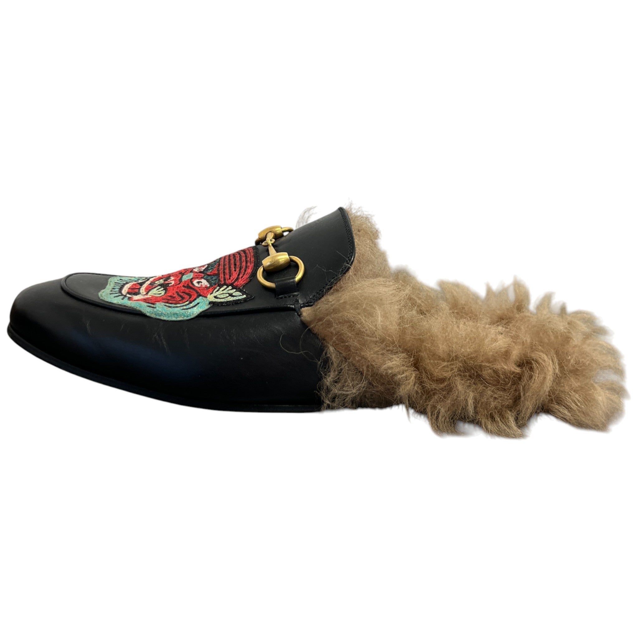 Men's Princetown Fur Loafers Black Size EU 41.5 / UK 7.5