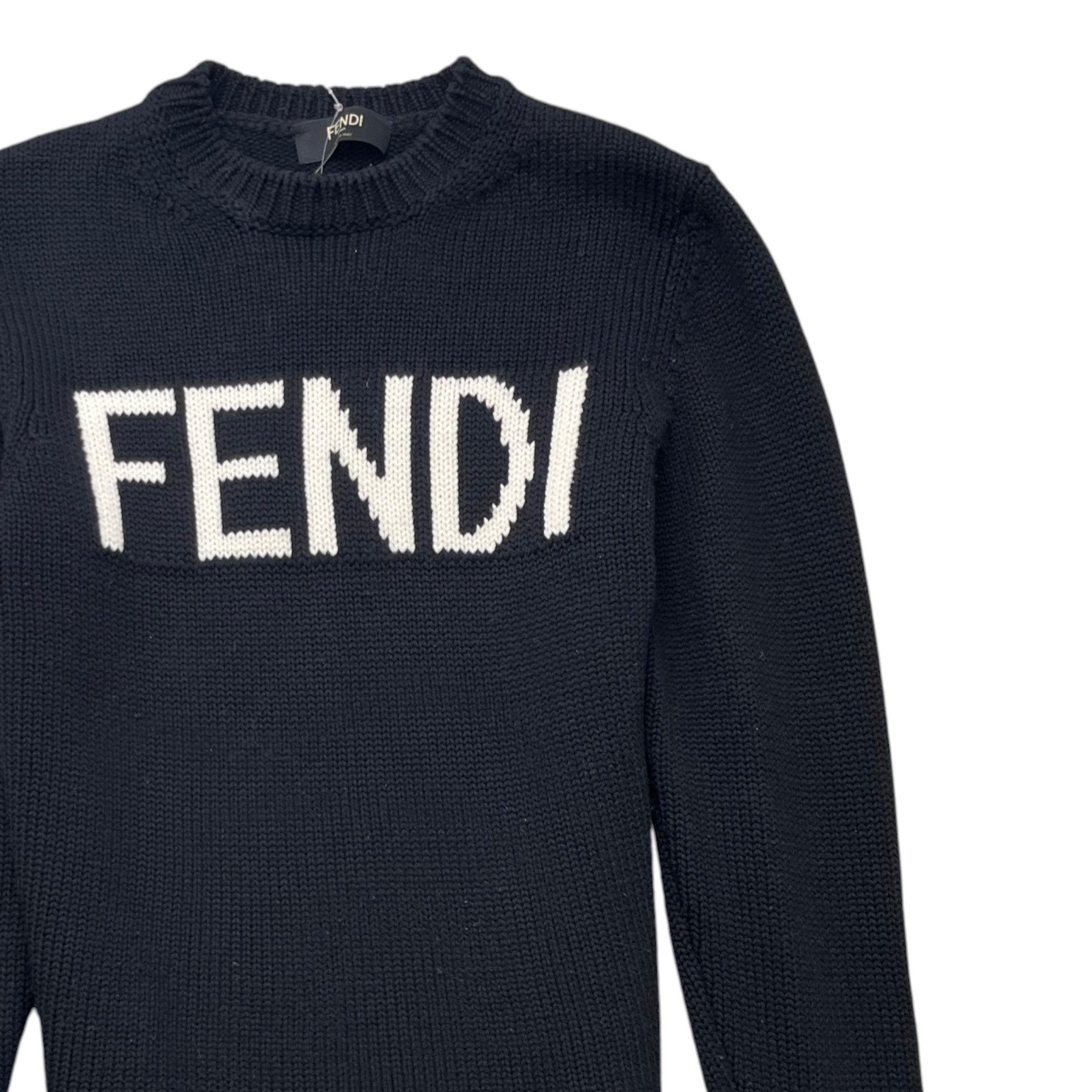 Men's Knitted Embroidered Logo Sweatshirt Black Size IT 46 / UK S