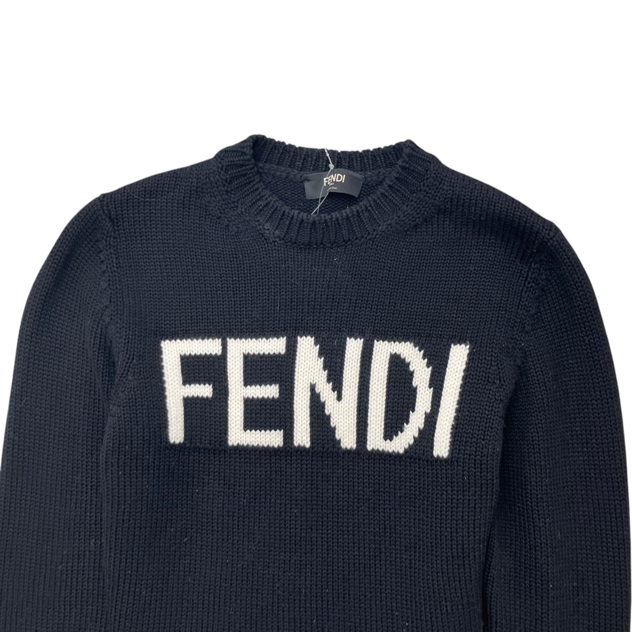 Men's Knitted Embroidered Logo Sweatshirt Black Size IT 46 / UK S