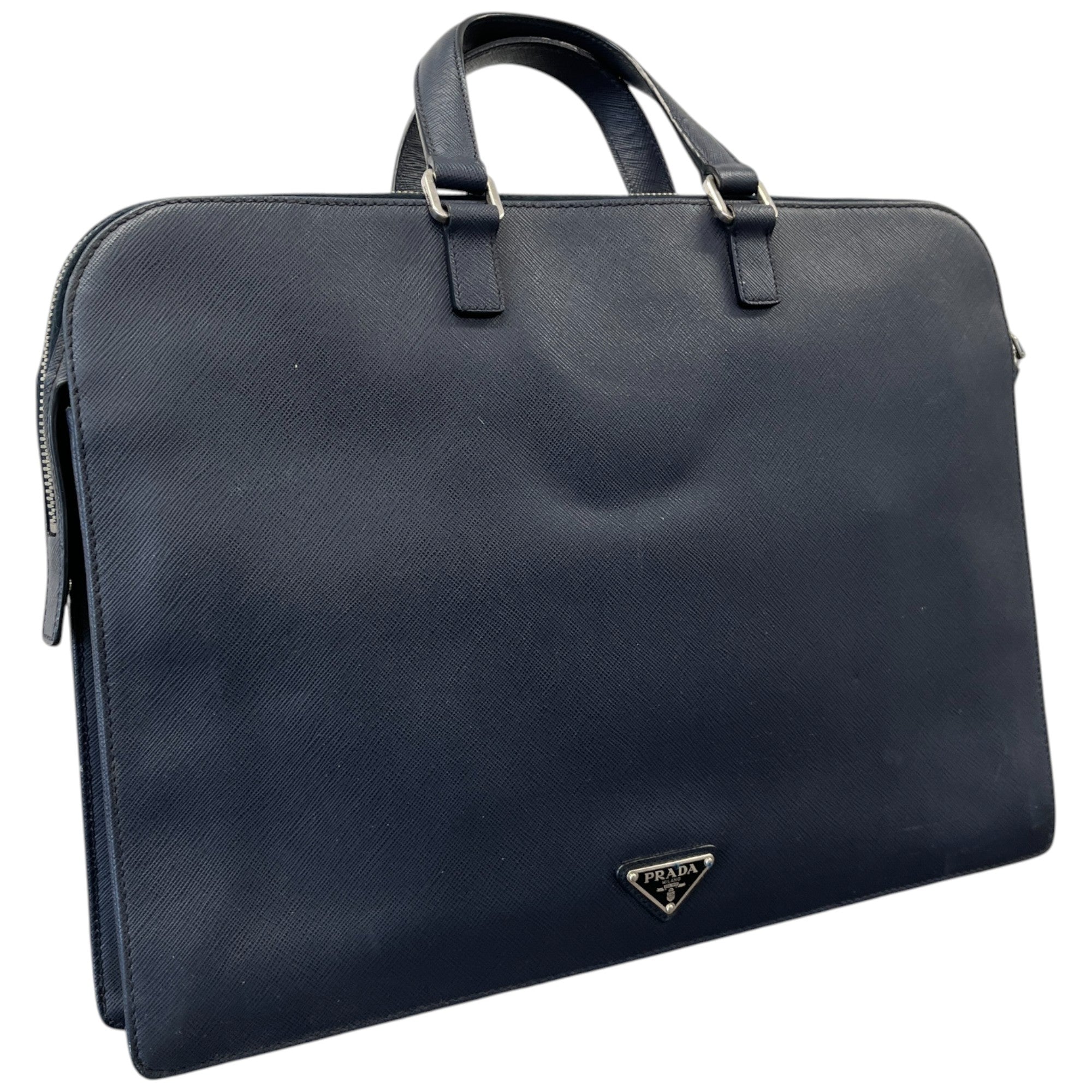 Men's Plaque Logo Briefcase Bag Navy