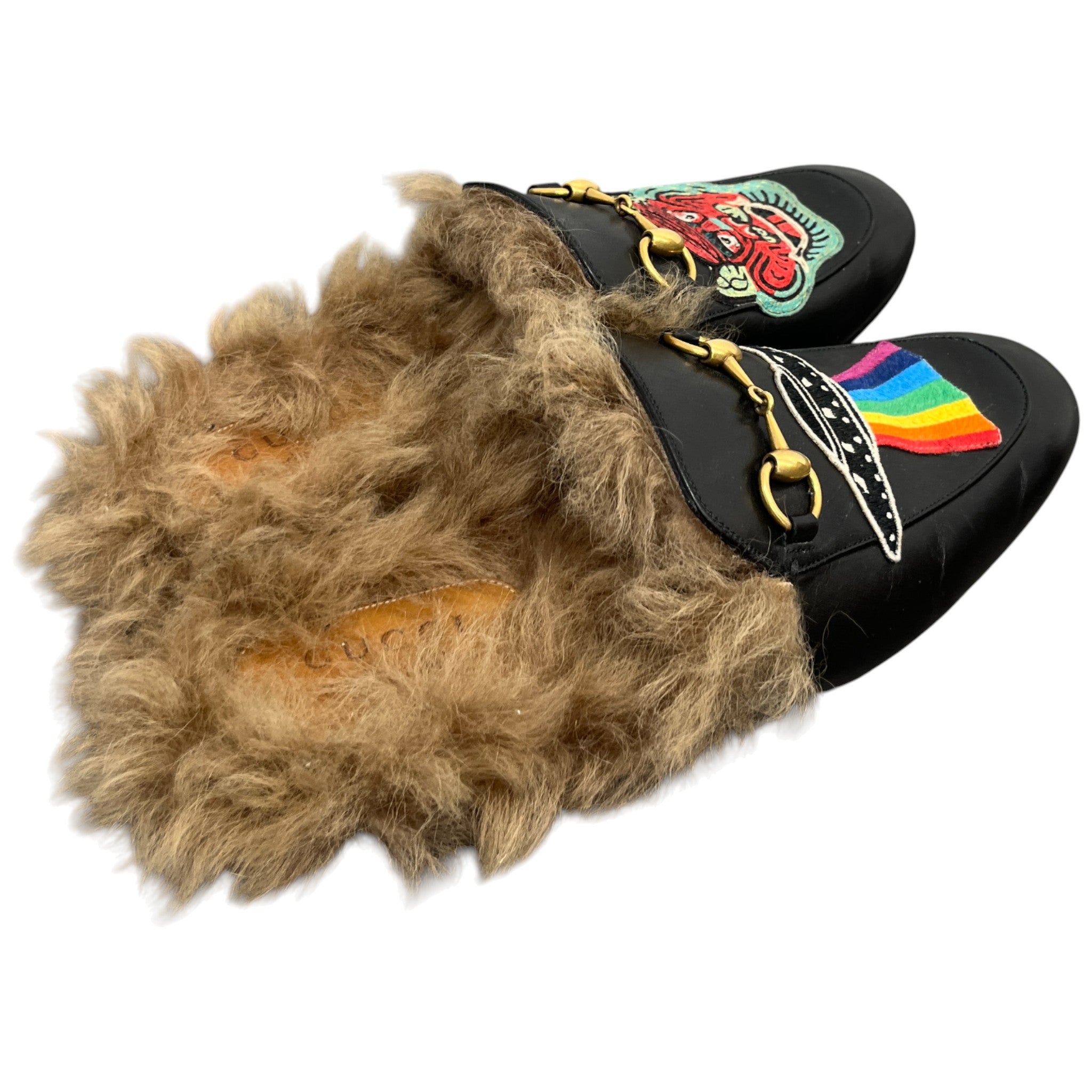 Men's Princetown Fur Loafers Black Size EU 41.5 / UK 7.5