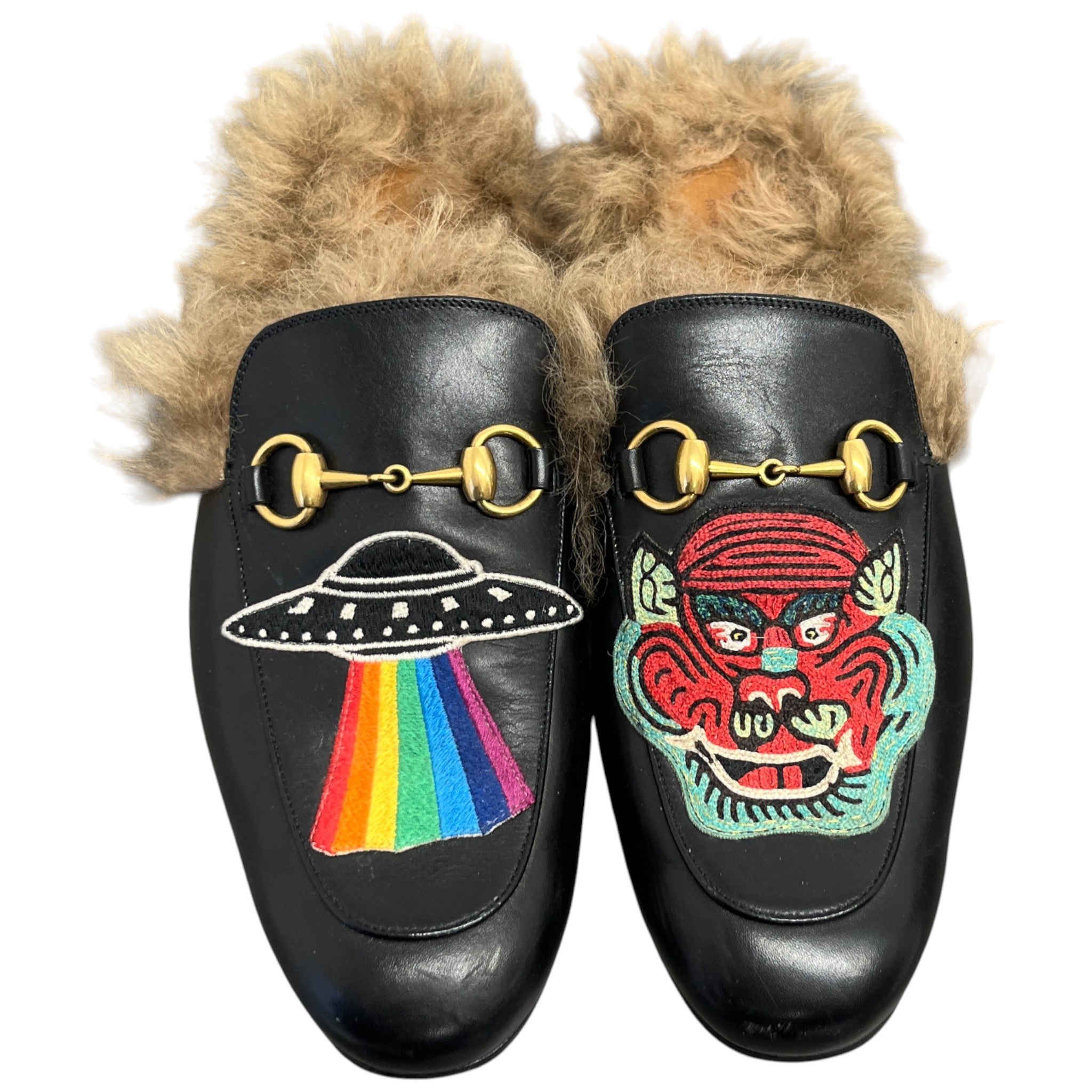 Men's Princetown Fur Loafers Black Size EU 41.5 / UK 7.5