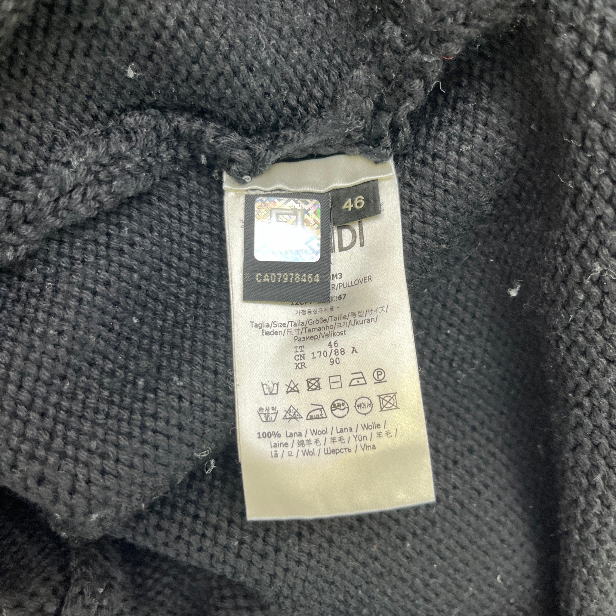 Men's Knitted Embroidered Logo Sweatshirt Black Size IT 46 / UK S