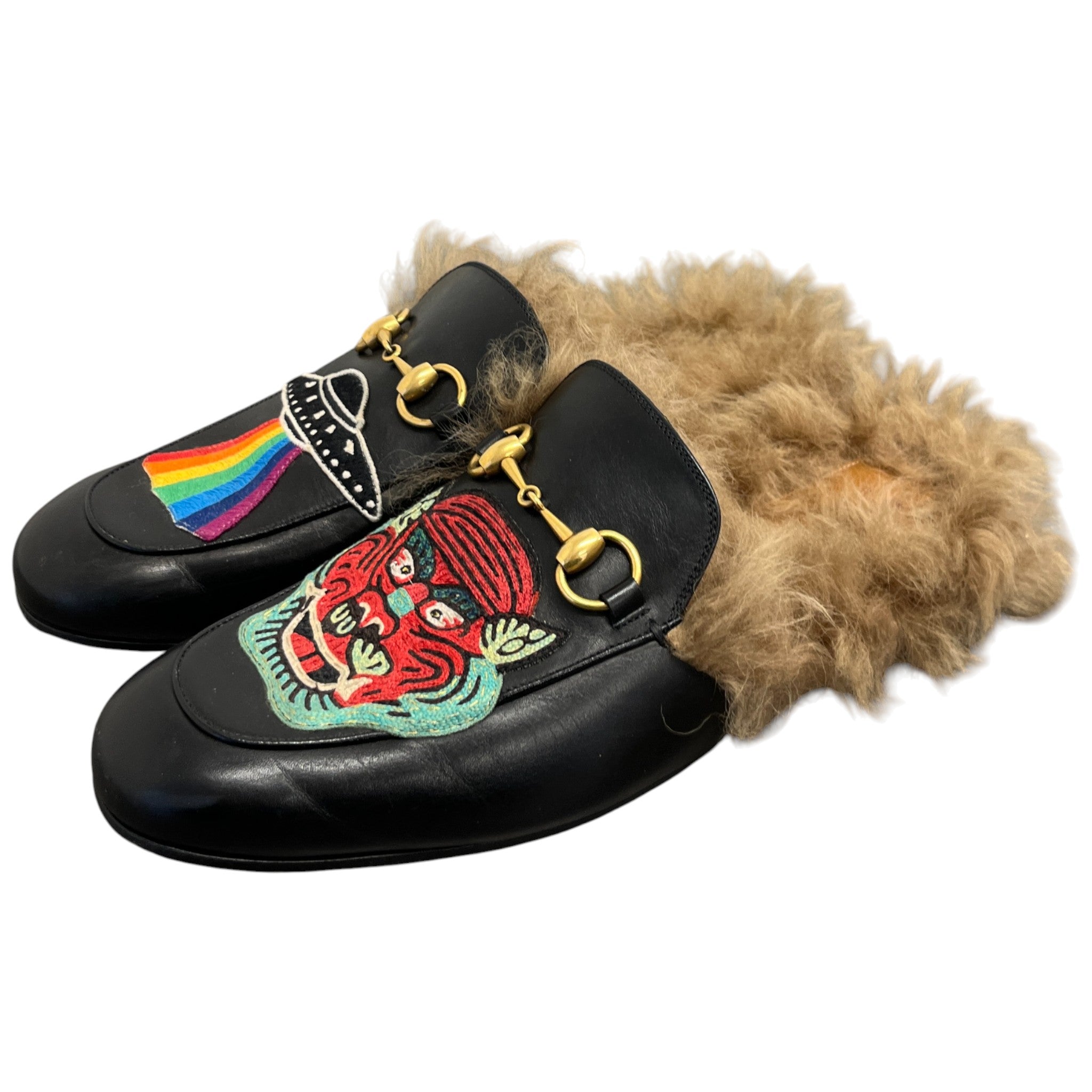 Men's Princetown Fur Loafers Black Size EU 41.5 / UK 7.5