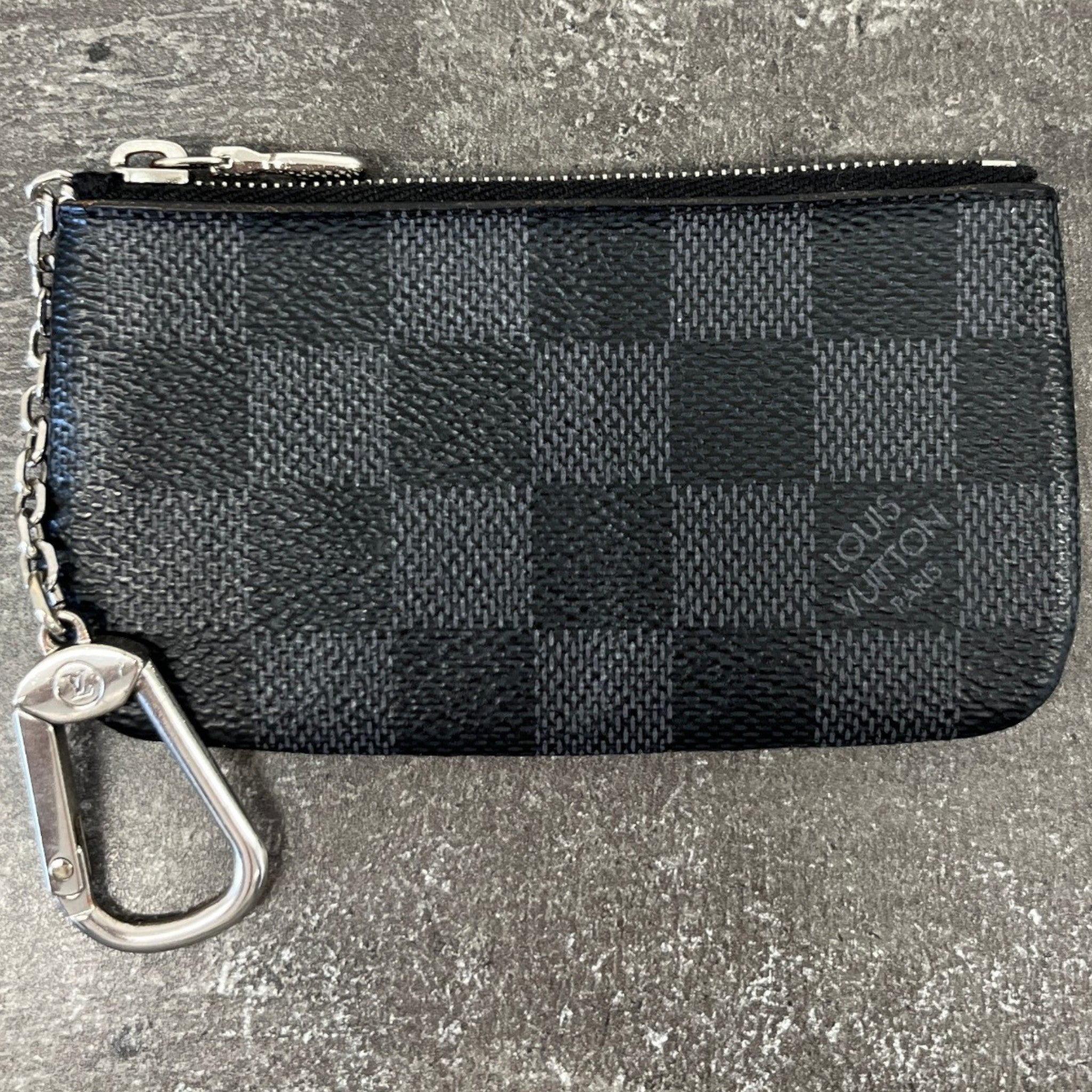 Men's Damier Graphite Coin Pouch Keyring Black