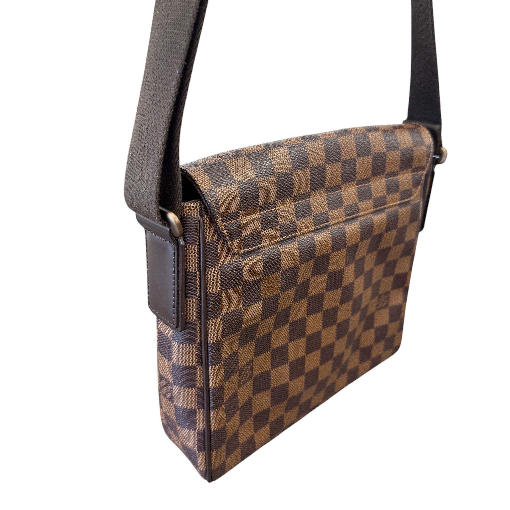 Men's Damier Ebene Canvas District Pm Messenger Bag Brown