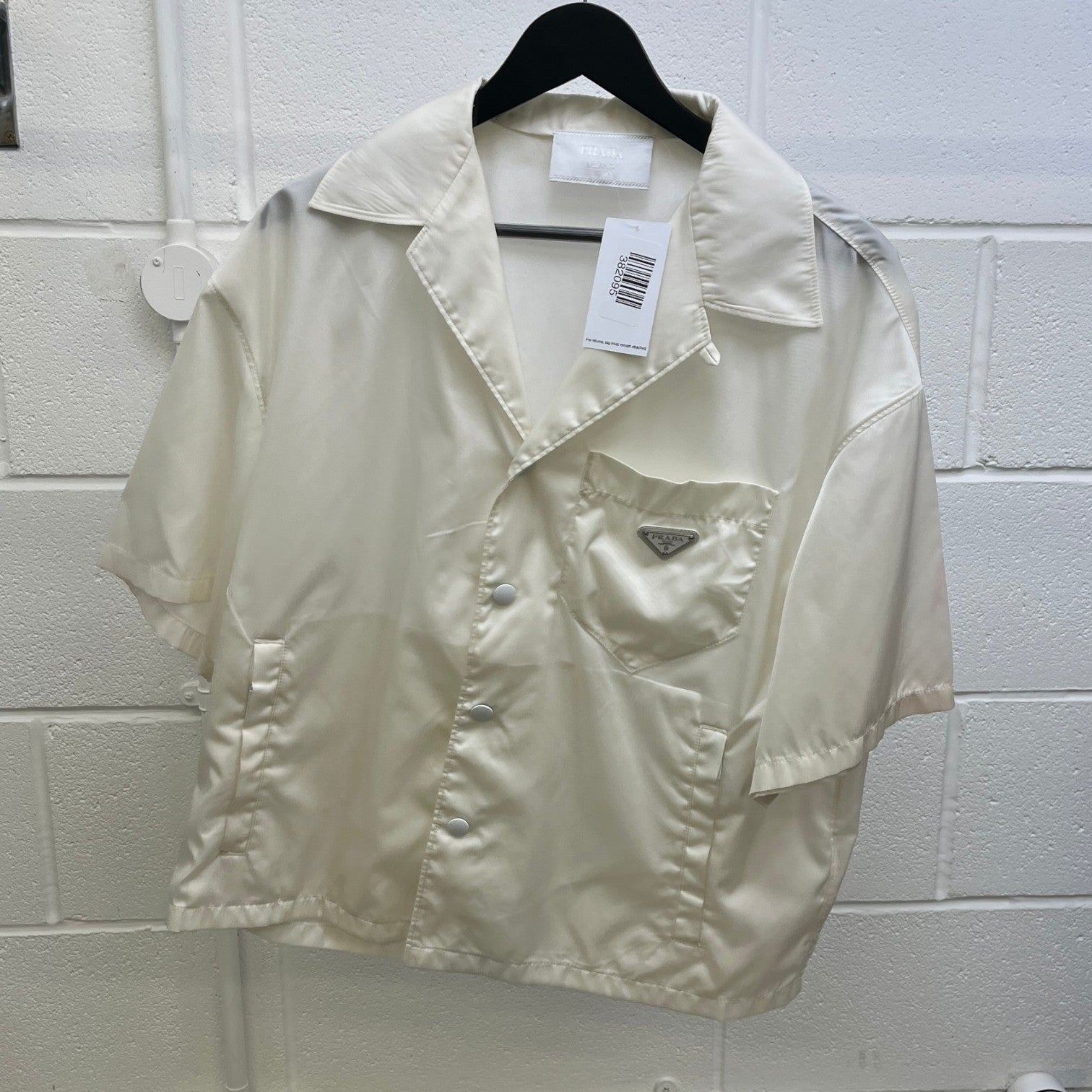 Men's Re-Nylon Plaque Logo OverShirt White Size M