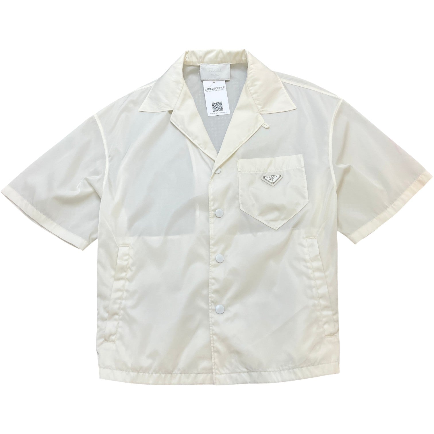 Men's Re-Nylon Plaque Logo OverShirt White Size M
