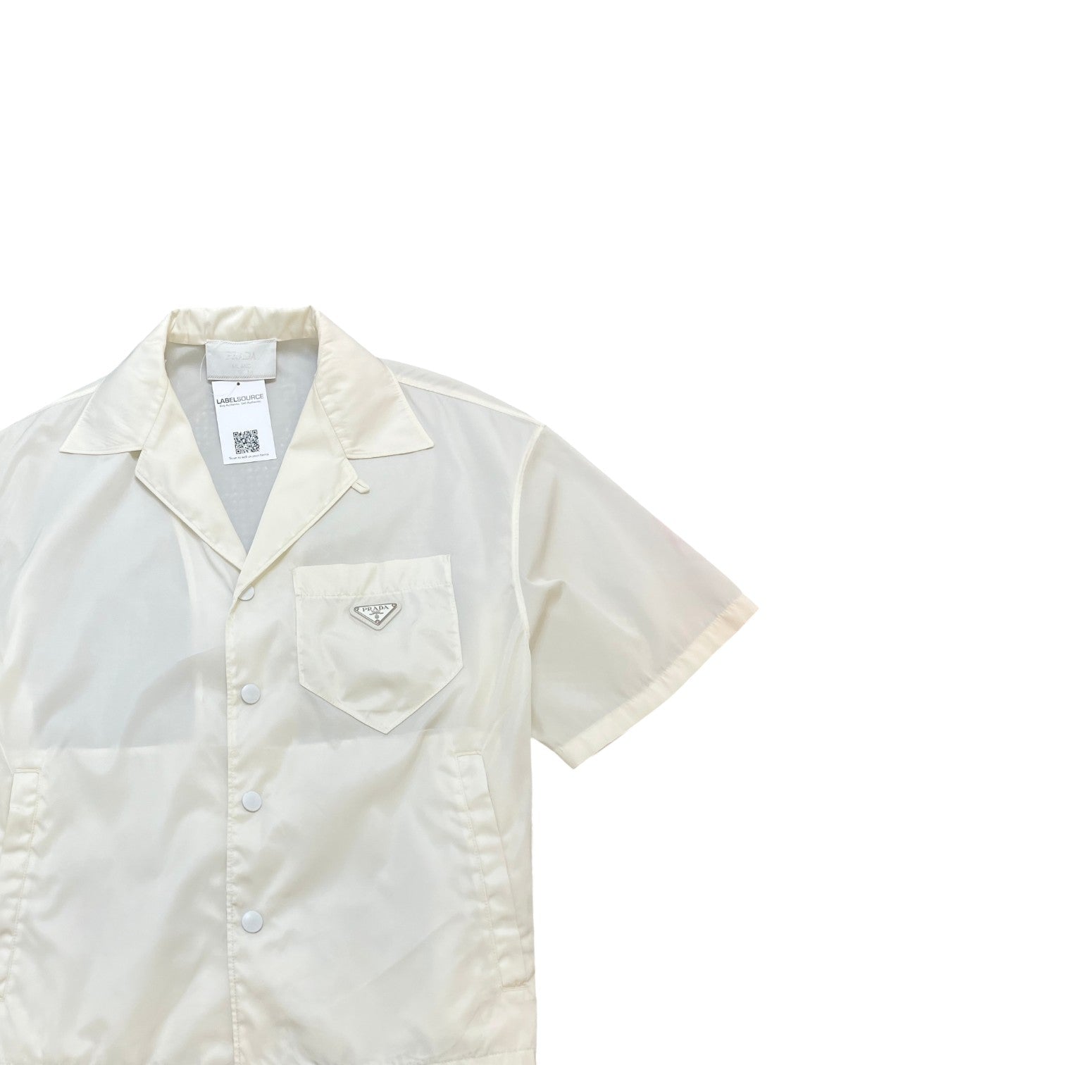 Men's Re-Nylon Plaque Logo OverShirt White Size M