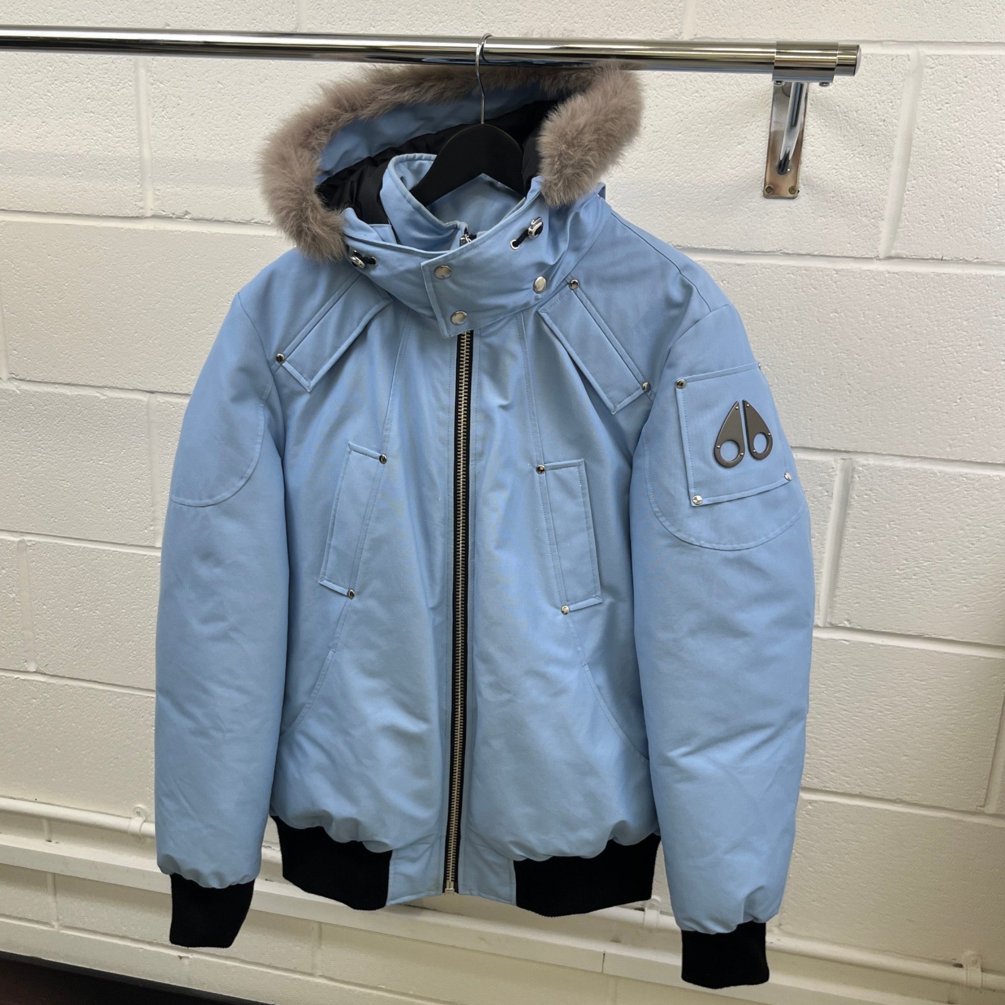 Men's Ballistic Bomber Down Jacket Blue Size L