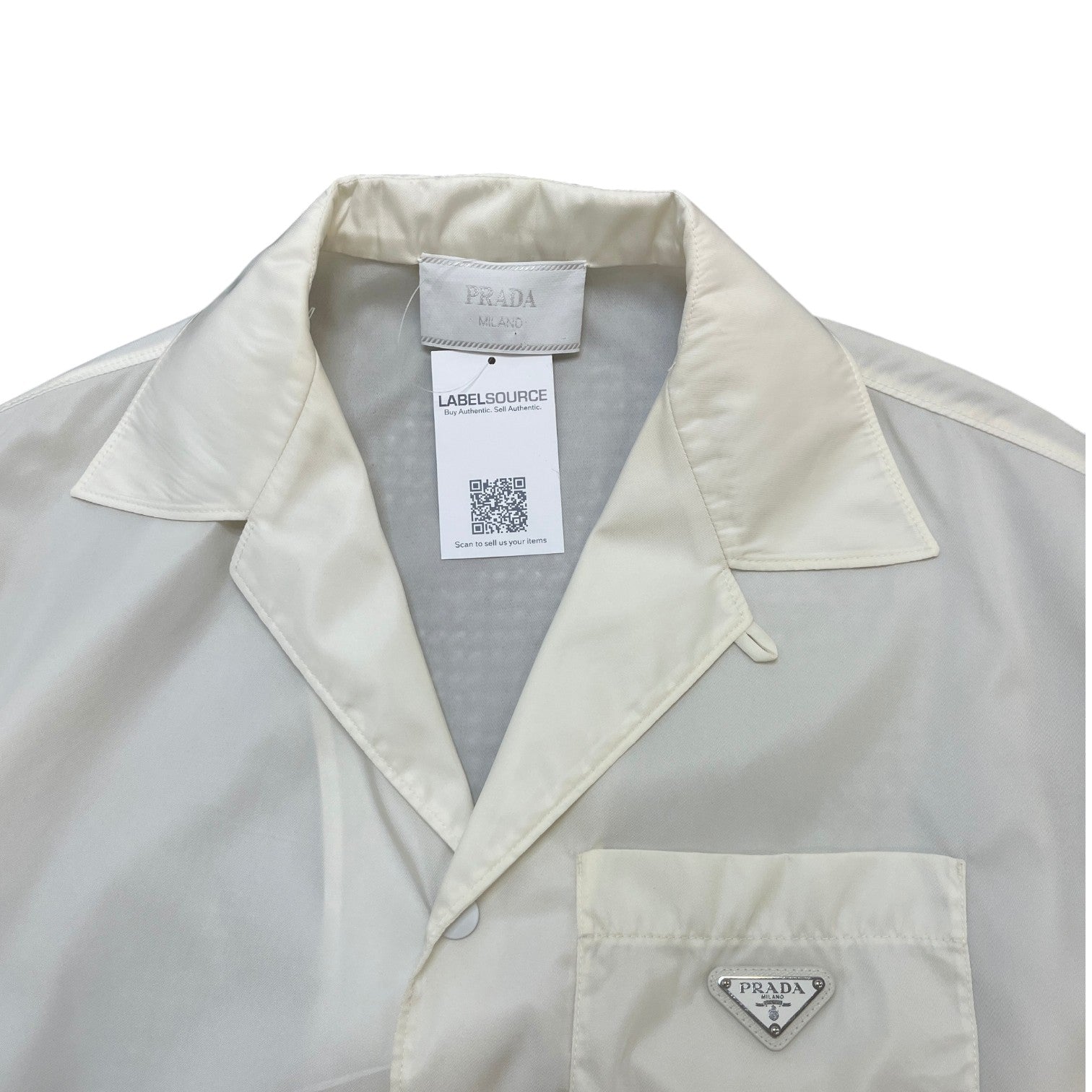 Men's Re-Nylon Plaque Logo OverShirt White Size M