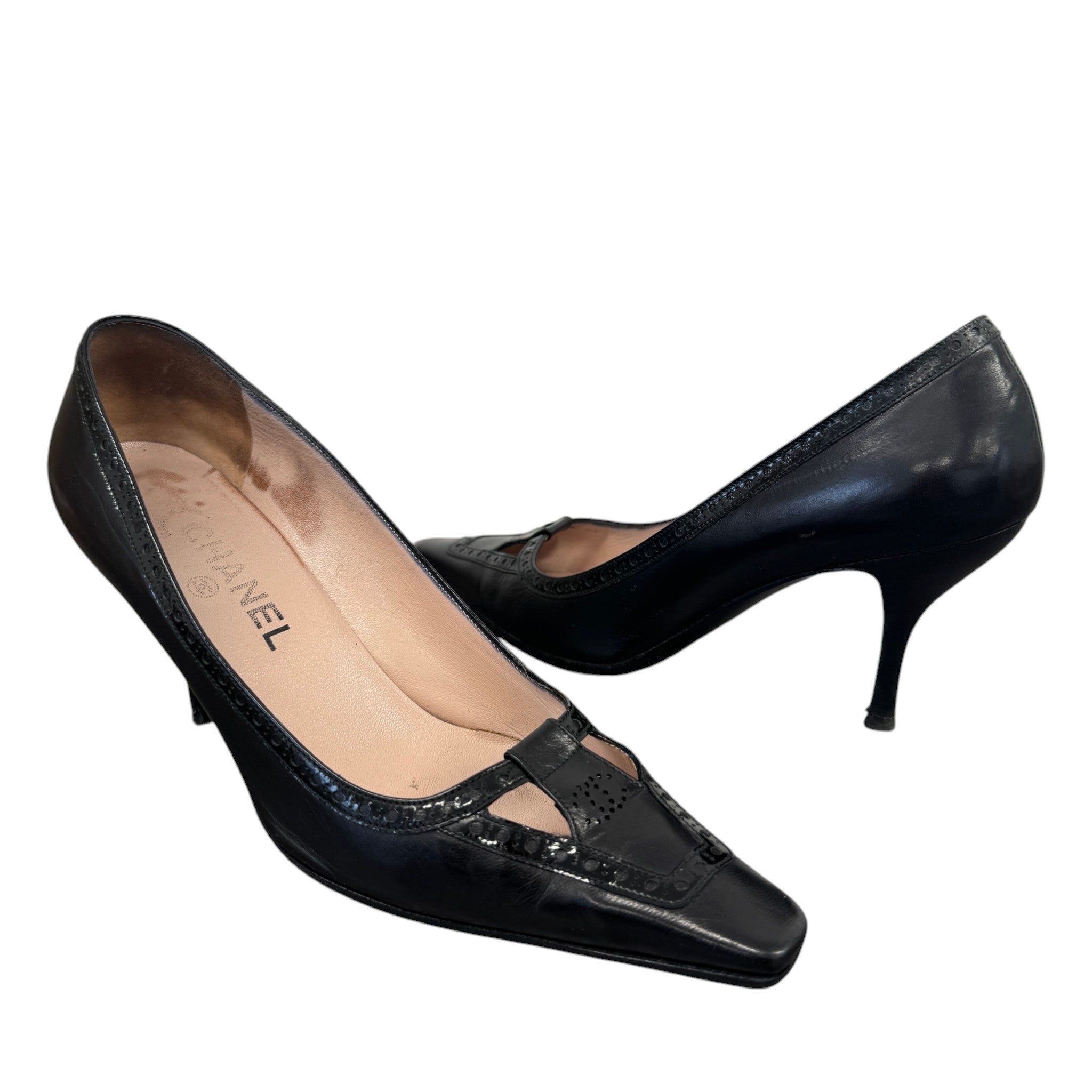 Women's Vintage Pointed Toe Heels Black Size EU 38.5 / UK 5.5