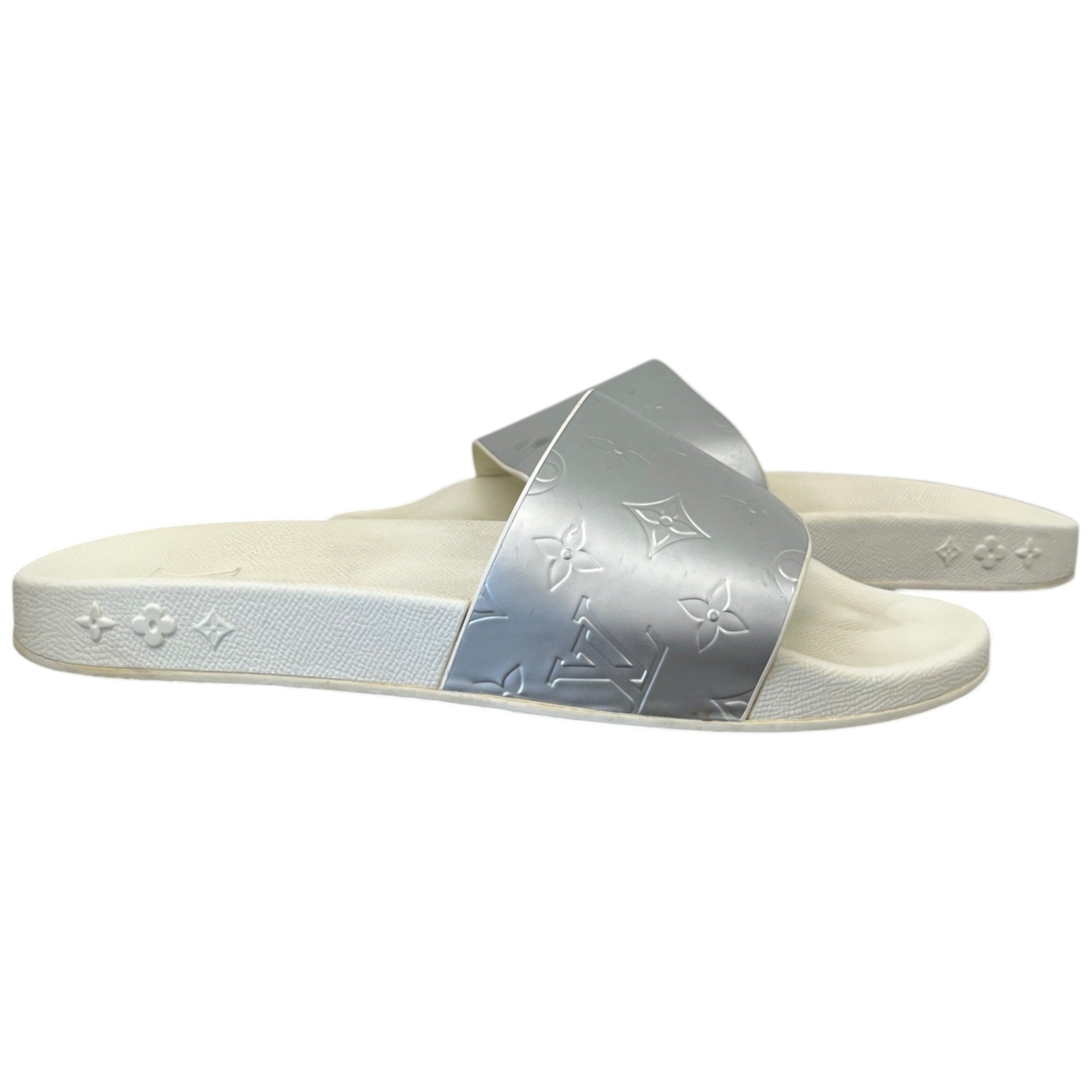 Men's Monogram Waterfront Mules Slides Silver Size EU 42 / UK 8