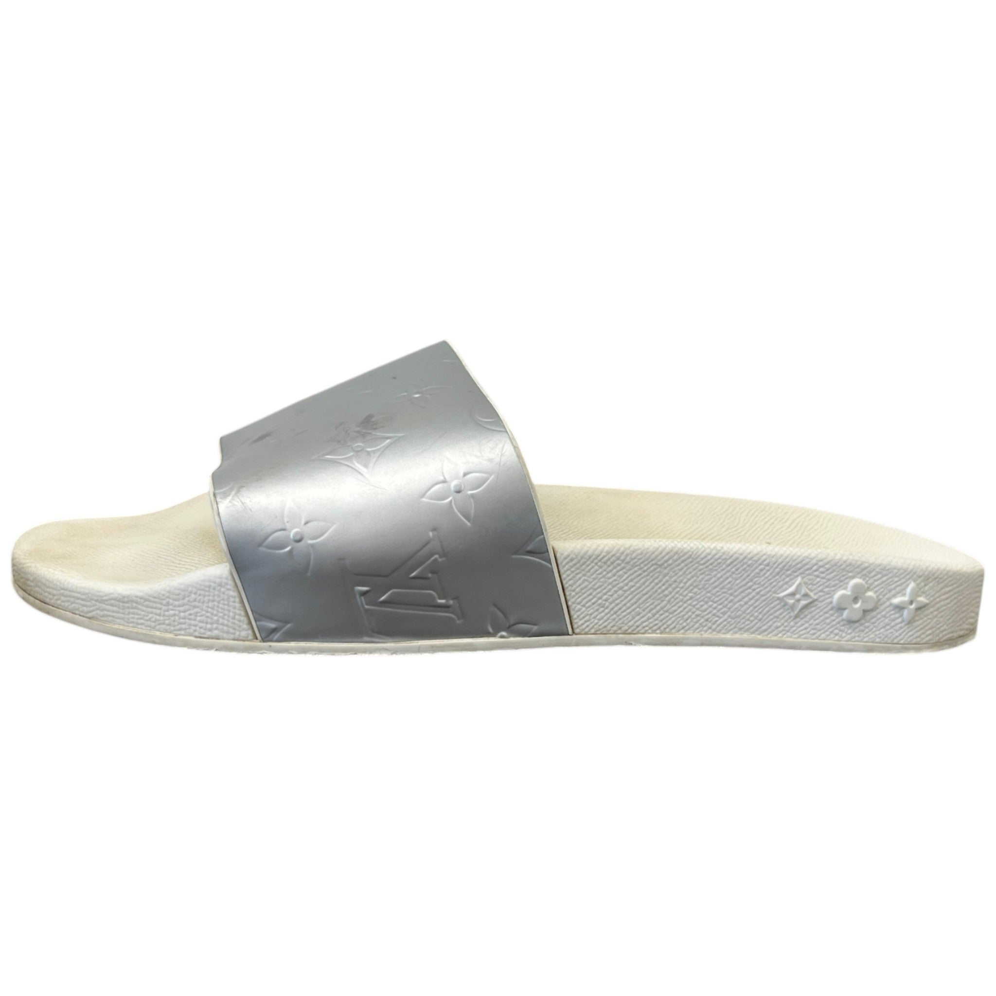 Men's Monogram Waterfront Mules Slides Silver Size EU 42 / UK 8