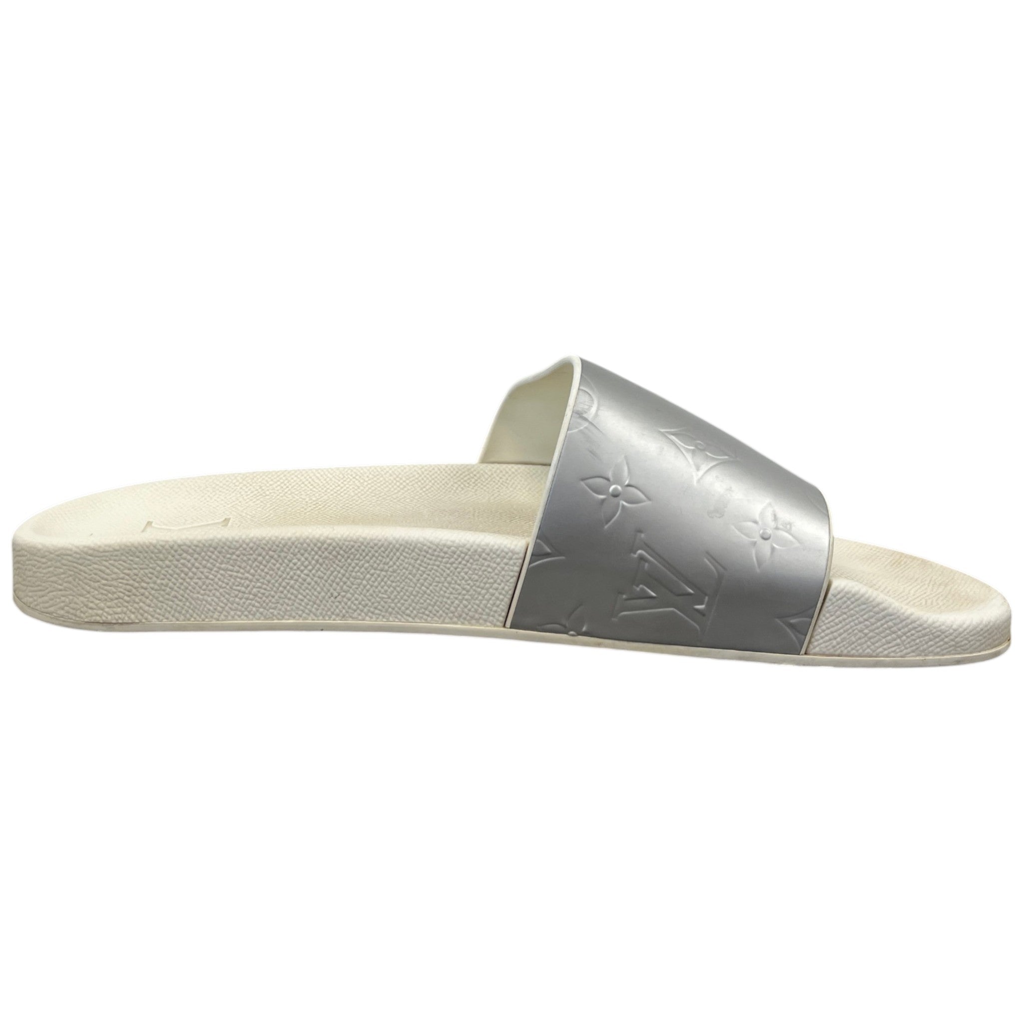 Men's Monogram Waterfront Mules Slides Silver Size EU 42 / UK 8