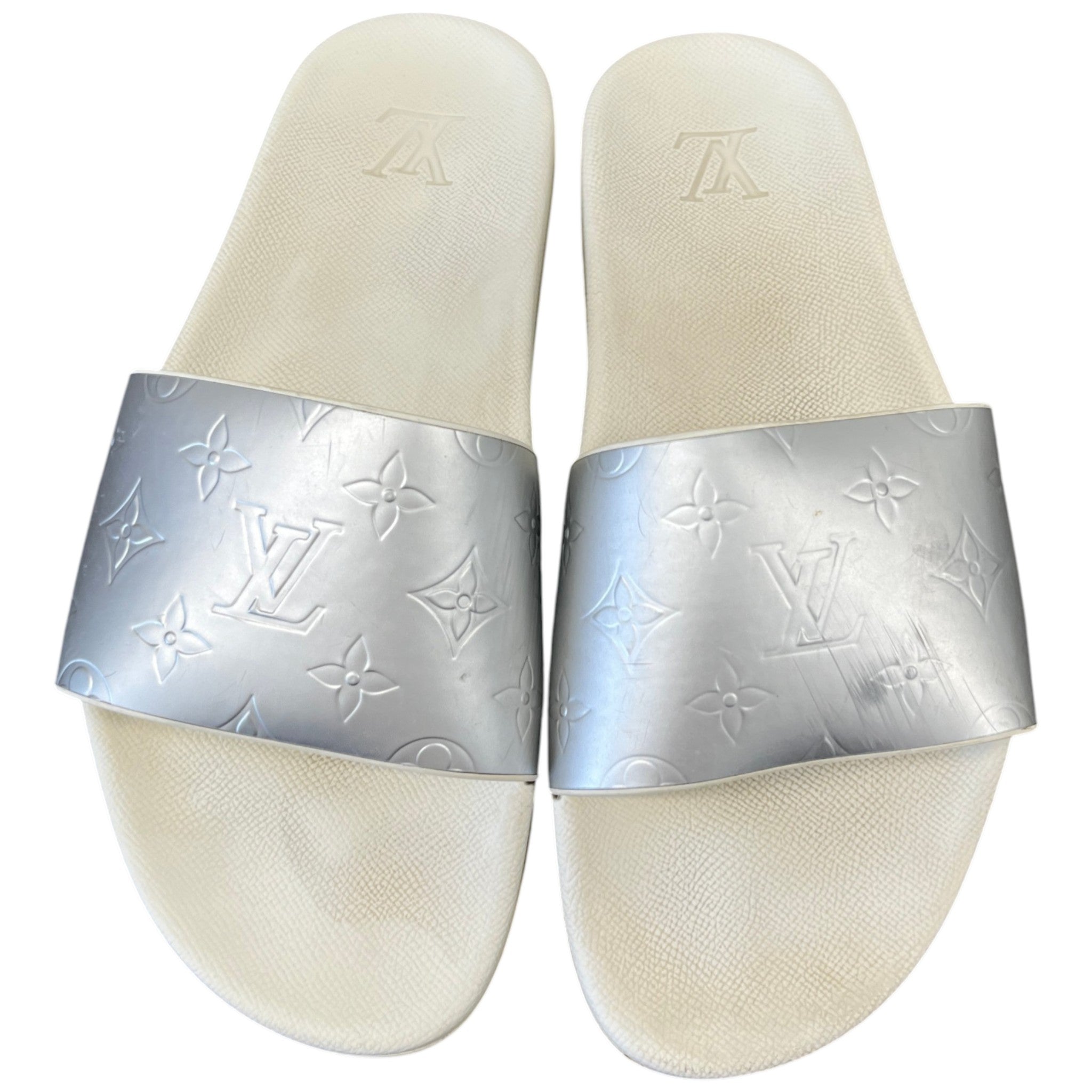 Men's Monogram Waterfront Mules Slides Silver Size EU 42 / UK 8