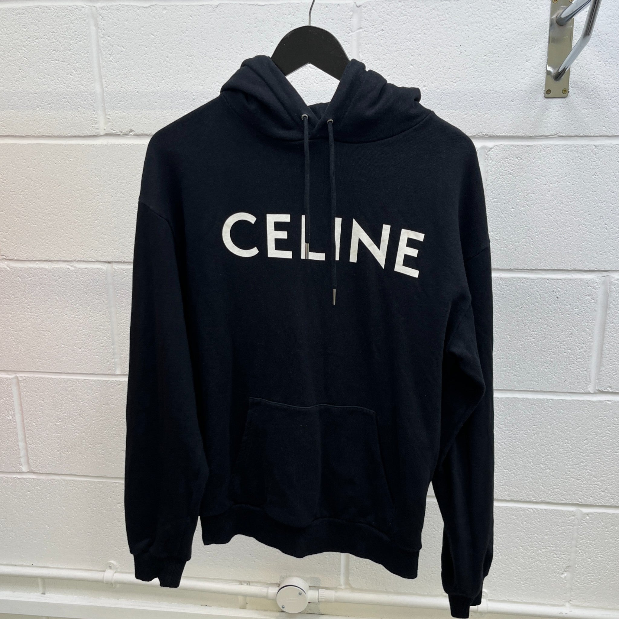 Men's Logo Print Hoodie Black Size S