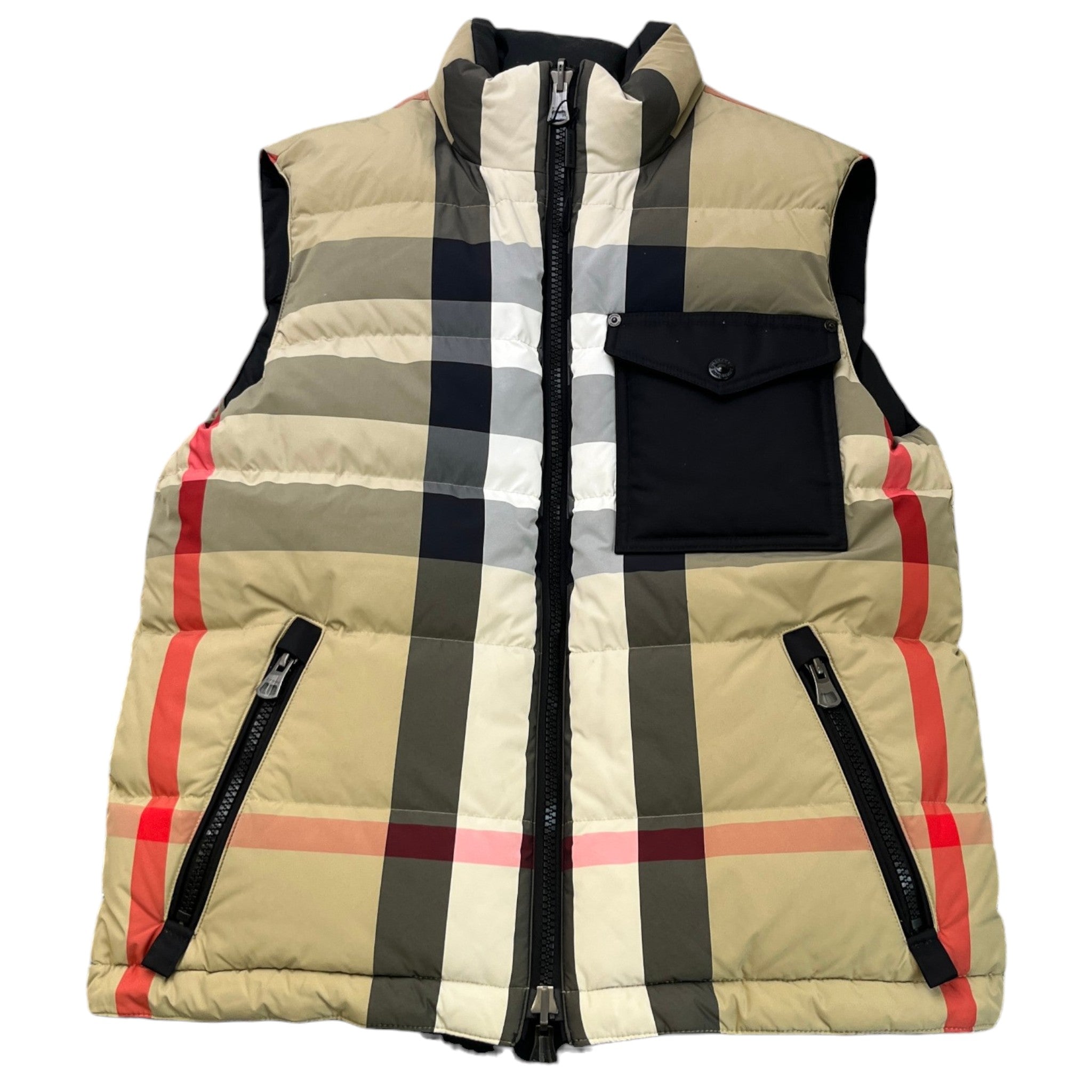 Men's Checkered Reversible Gilet Beige Size S