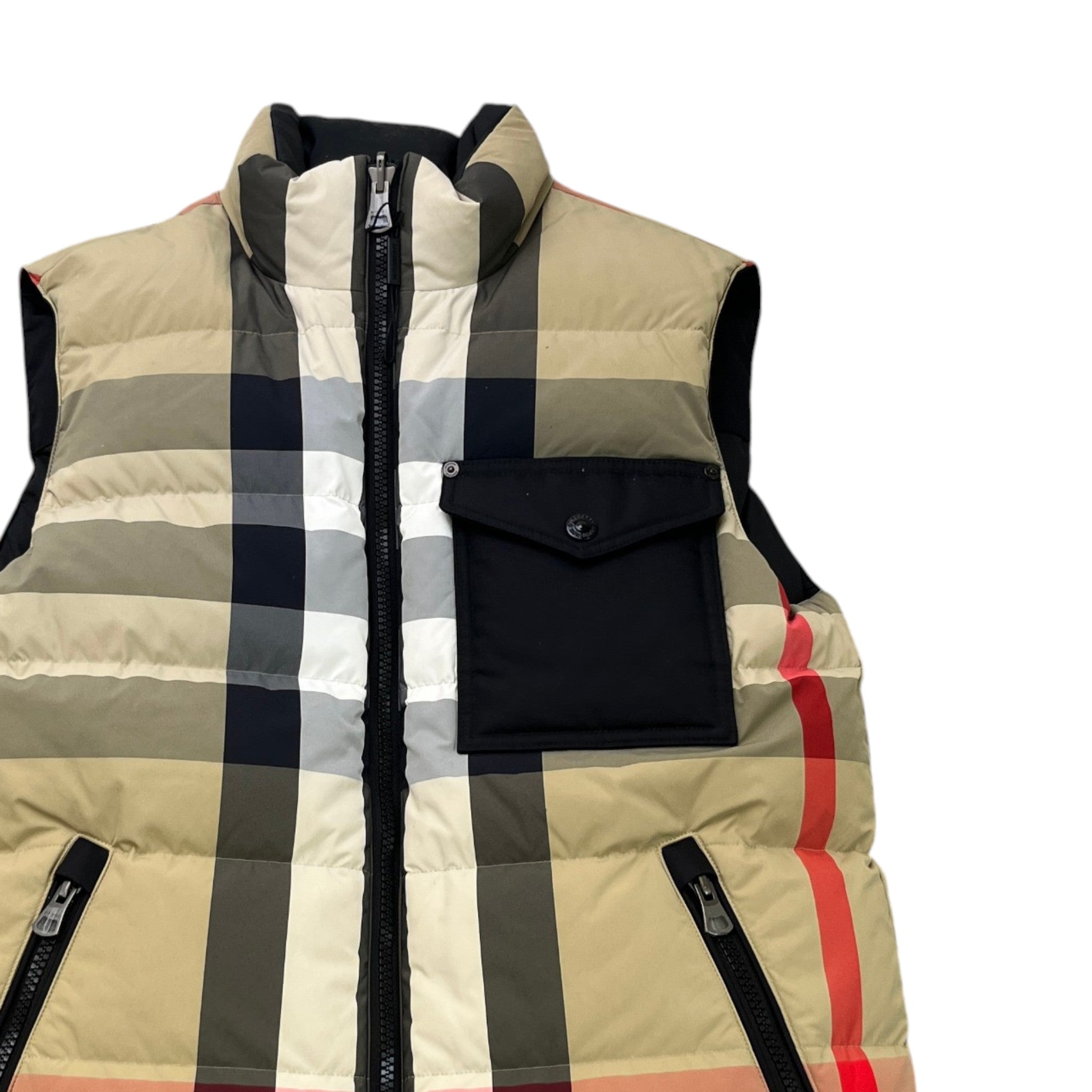 Men's Checkered Reversible Gilet Beige Size S