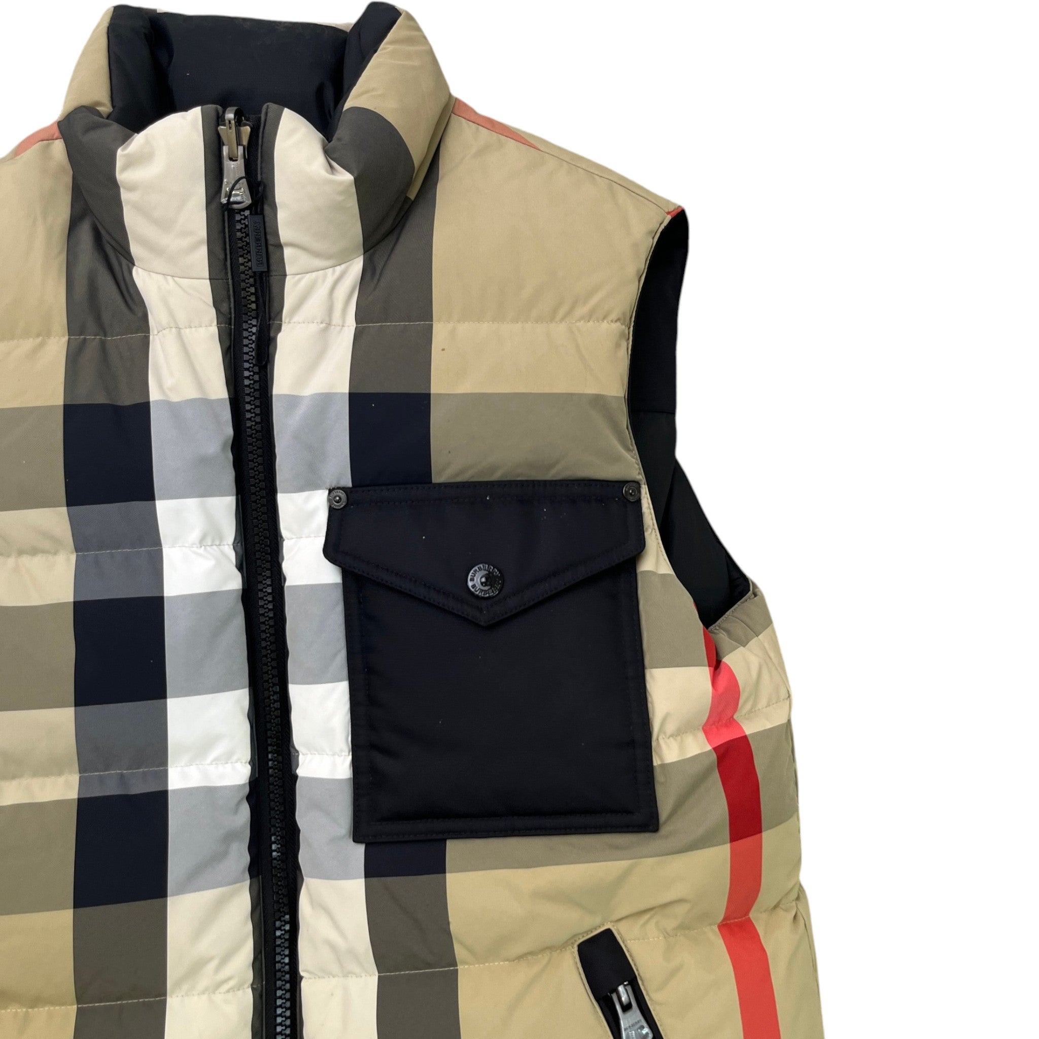 Men's Checkered Reversible Gilet Beige Size S
