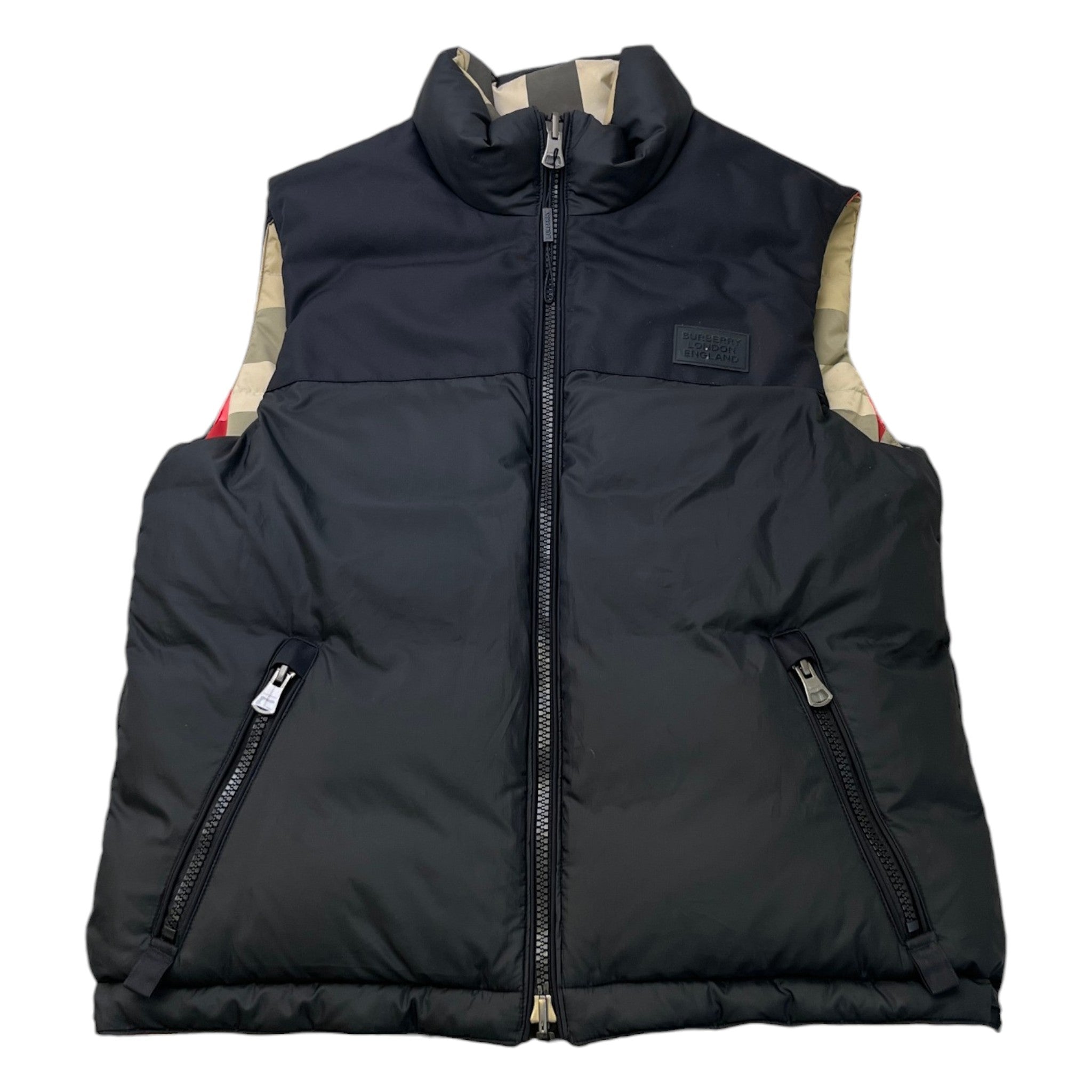 Men's Checkered Reversible Gilet Beige Size S